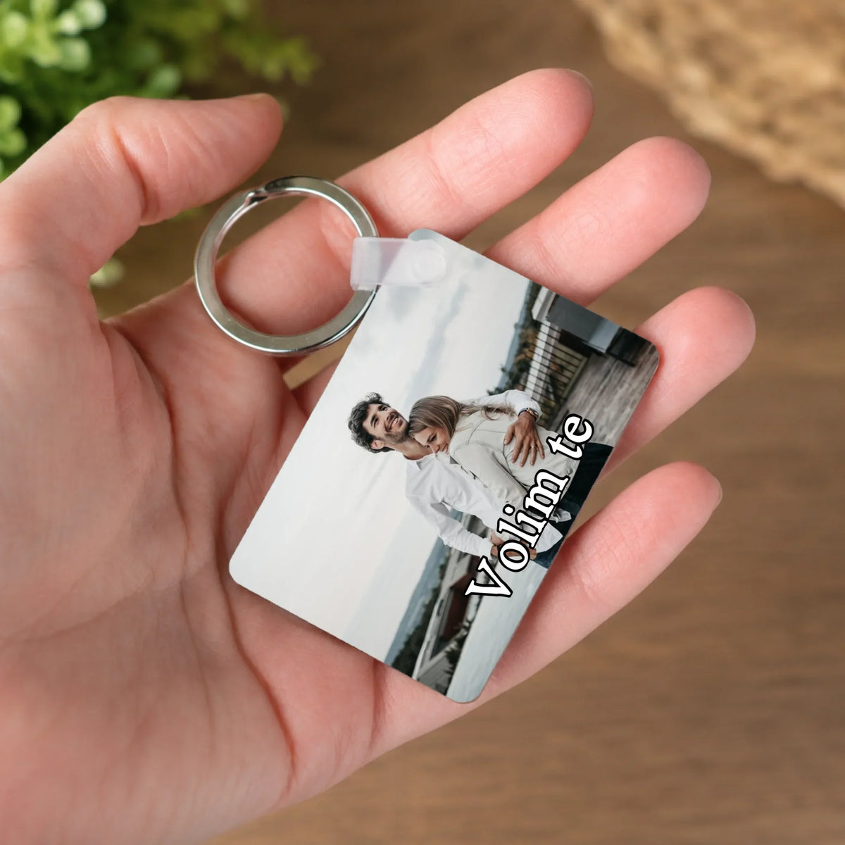 Personalizirani privjesak za ključeve s vodoravnom fotografijom i natpisom