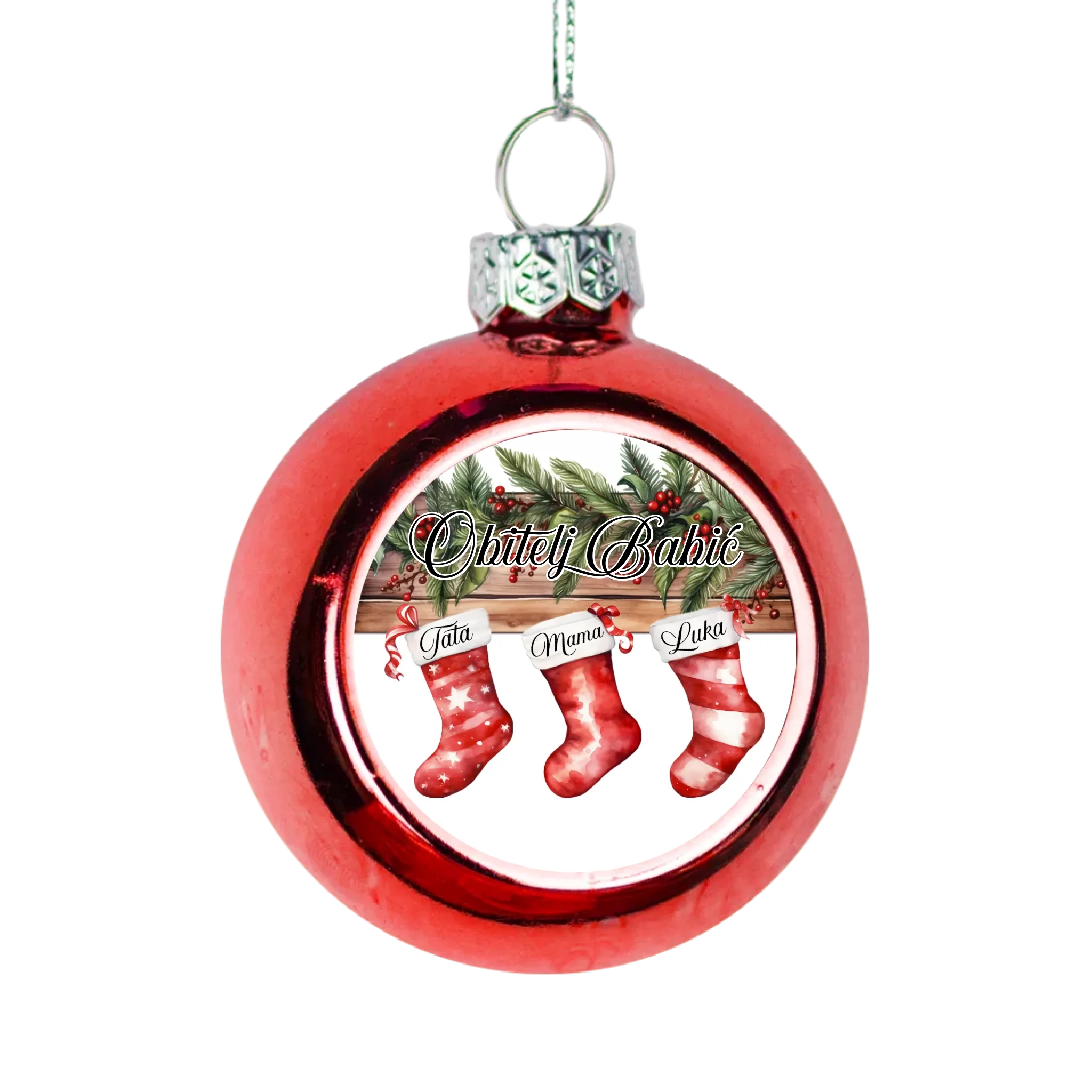 Božićni crveni ukras s crvenim čizmicama