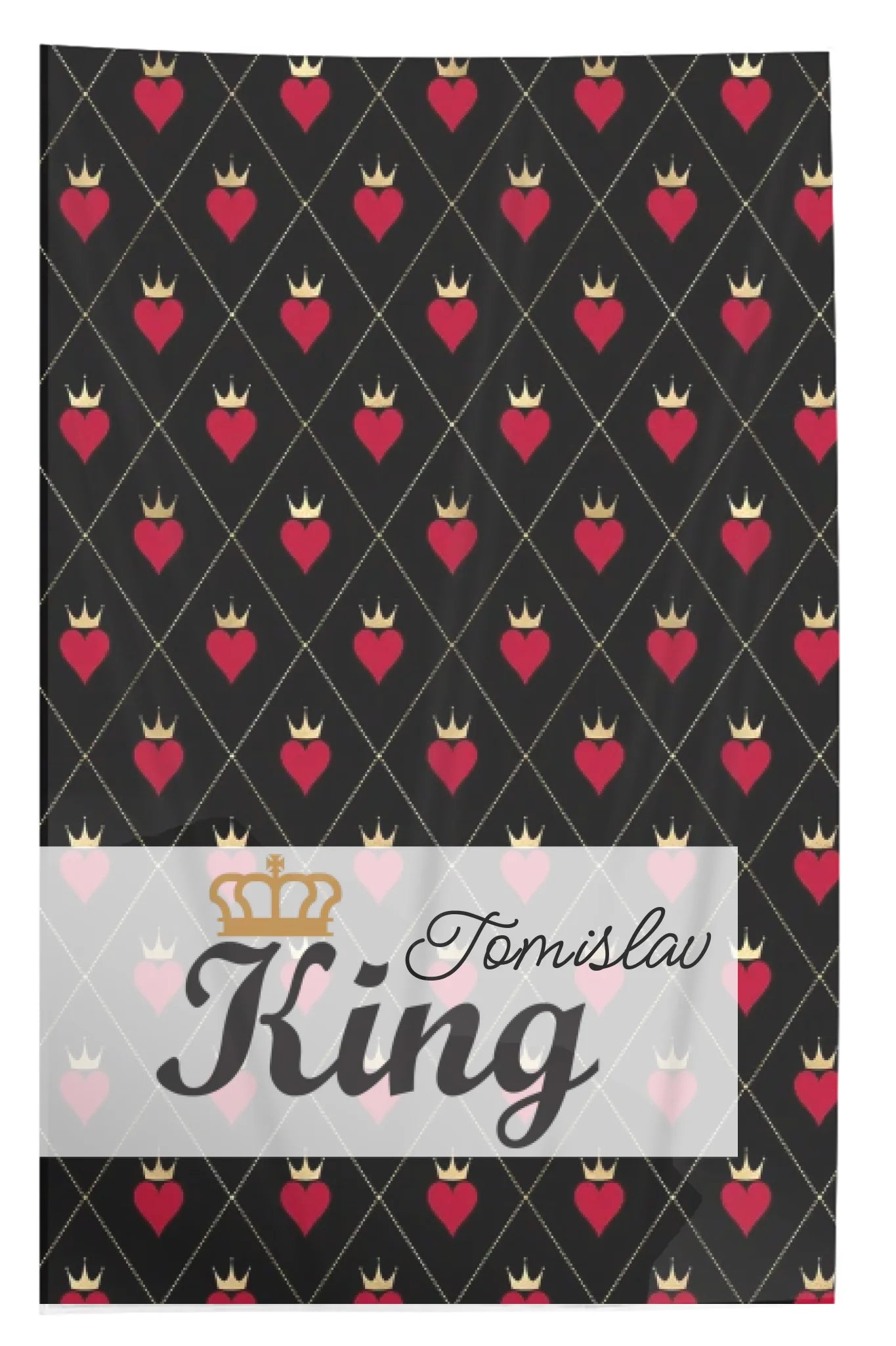 Plišana deka s natpisom “King” za muškarce s personaliziranim imenom