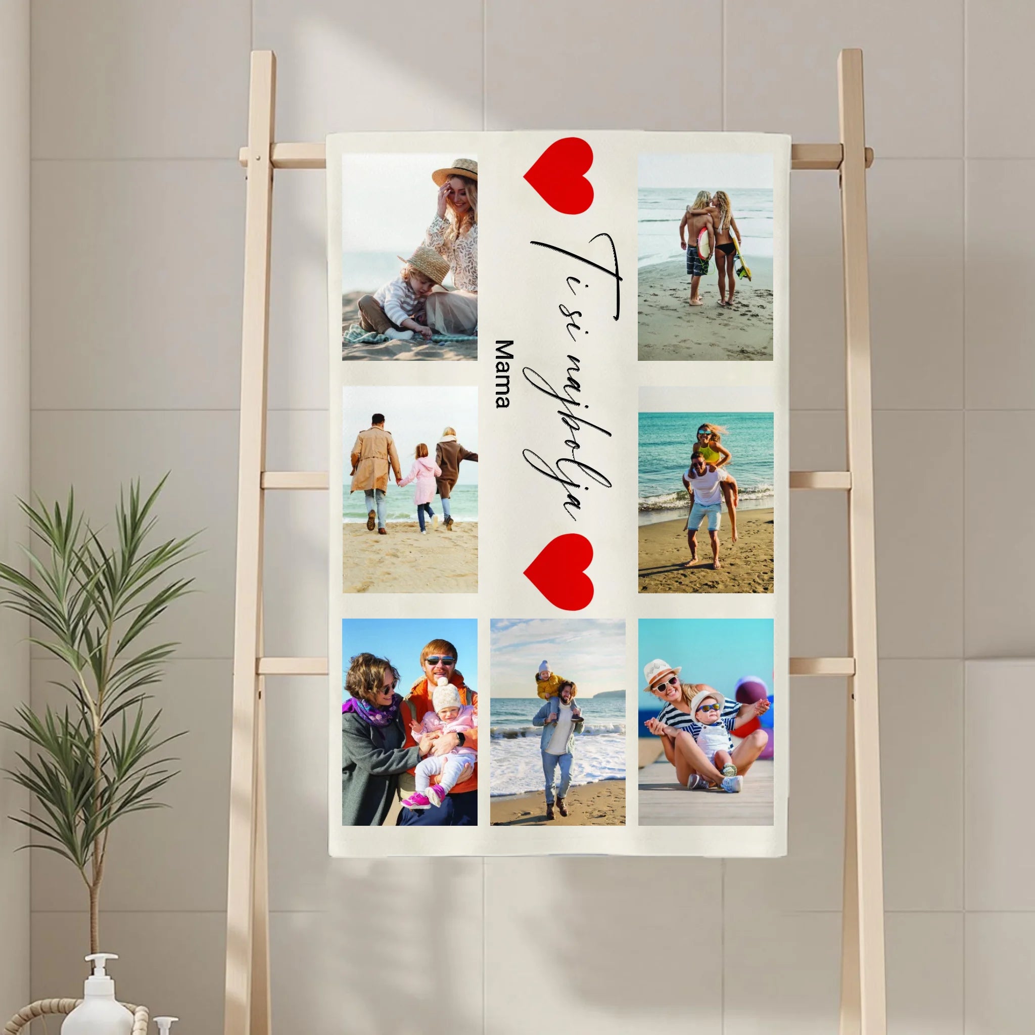Personalizirani ručnik s 10 fotografija i vlastitim natpisom