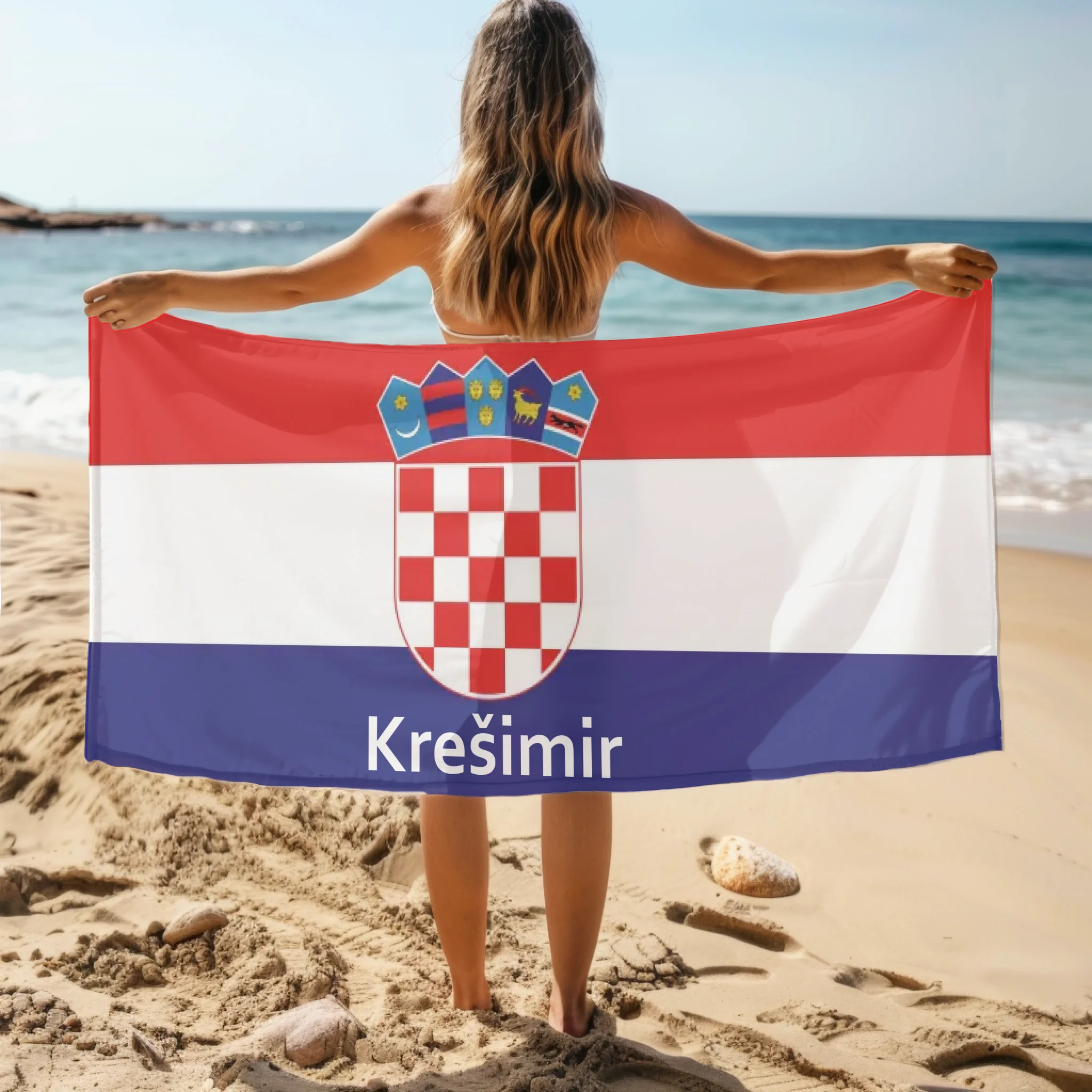 Personalizirani ručnik s motivom hrvatske zastave i vlastitim natpisom