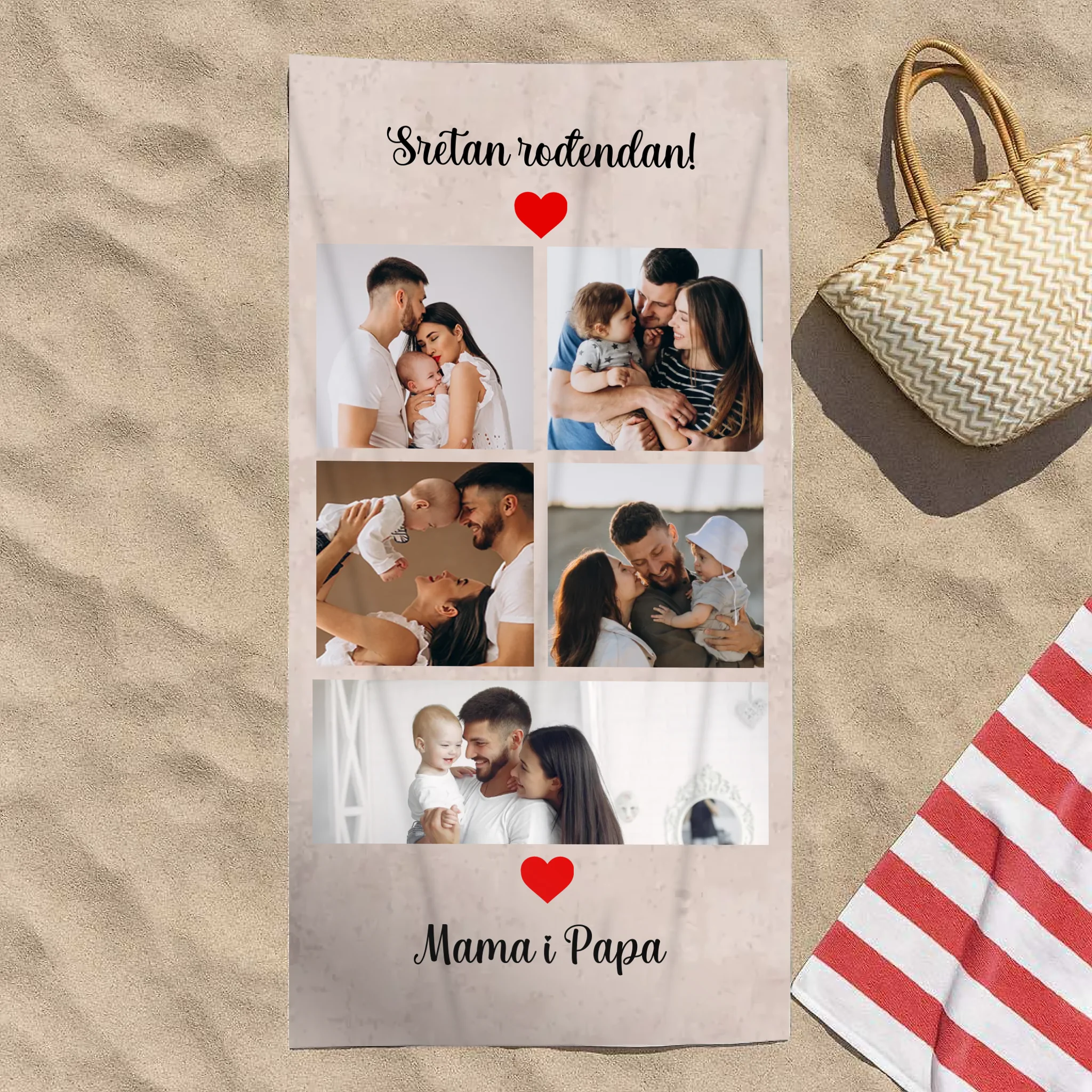 Personalizirani ručnik za plažu s uređivim likom – poklon za žene