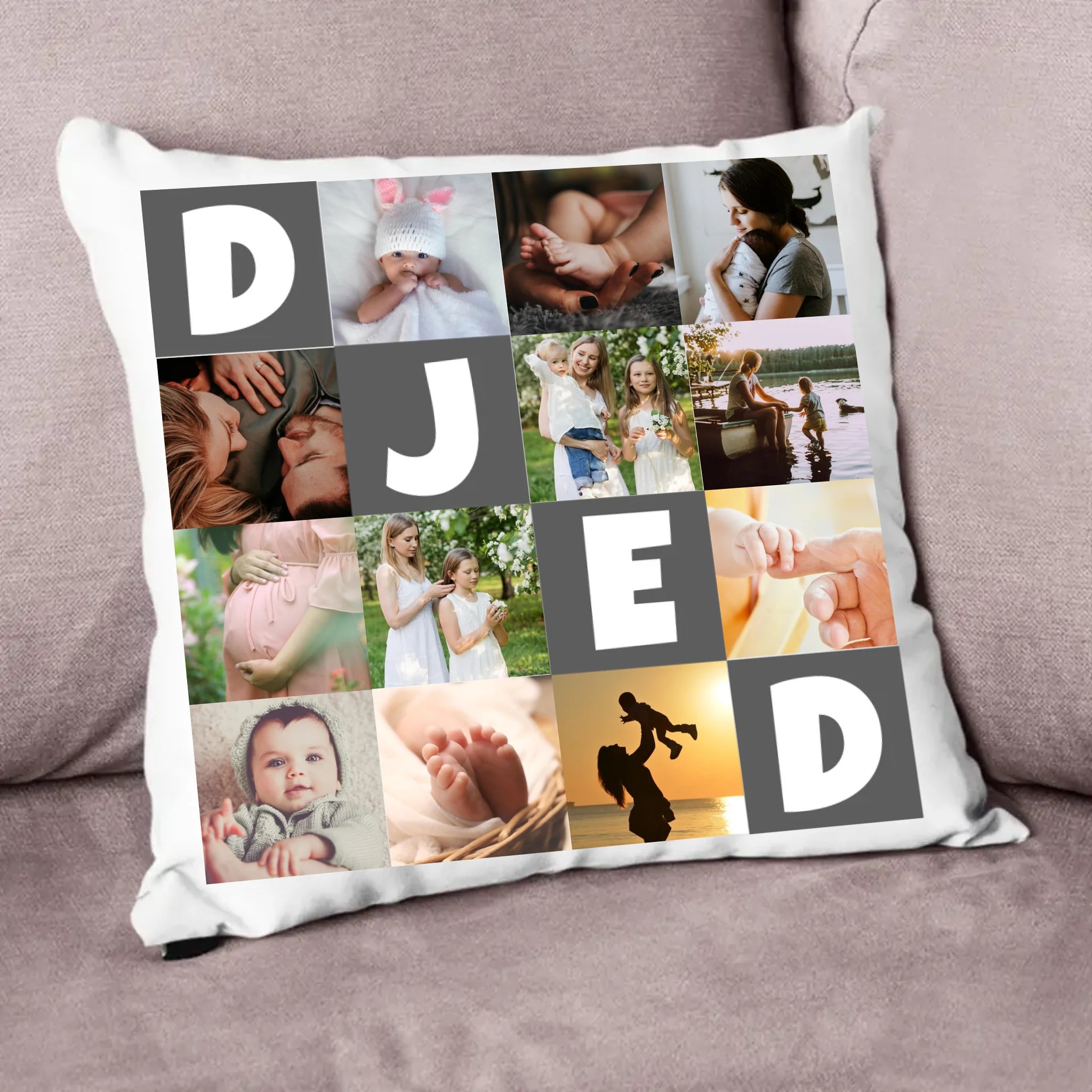 Jastuk s 12 fotografija s natpisom „Djed”