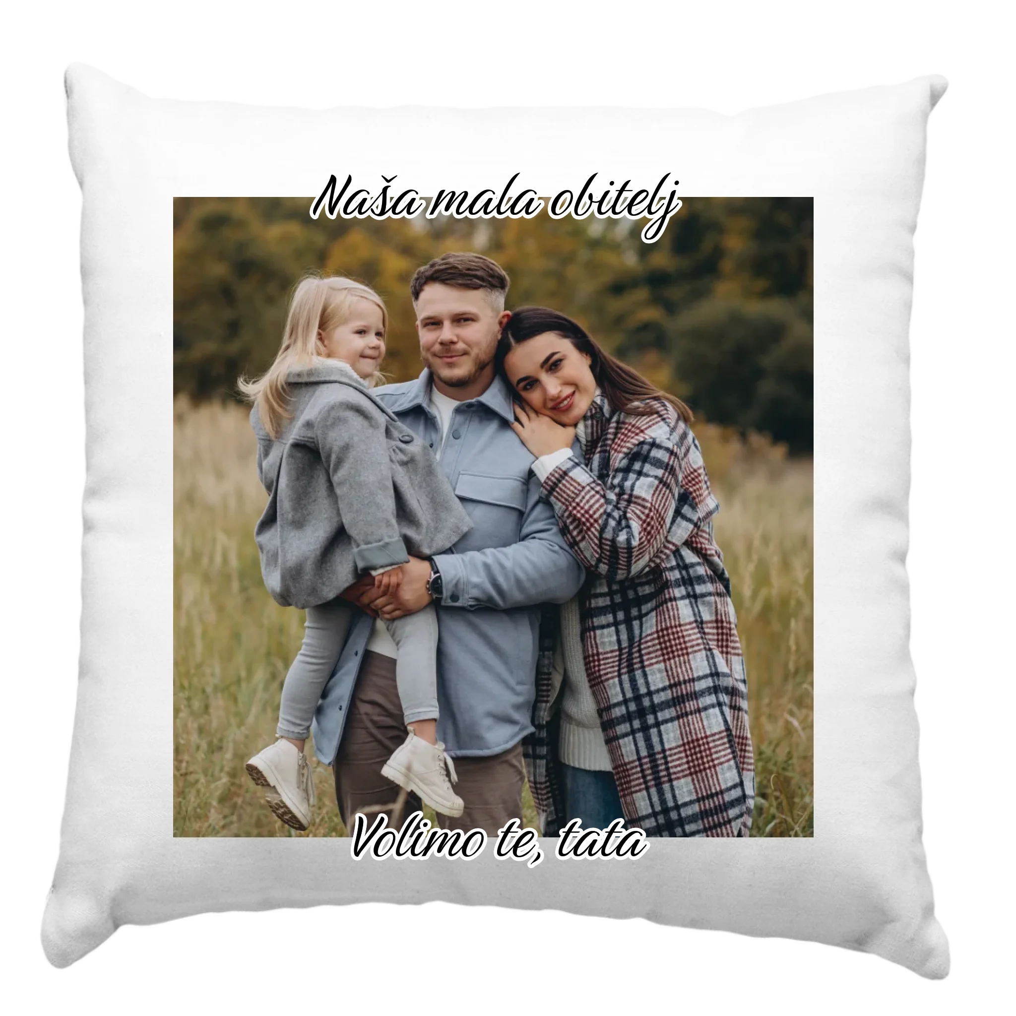 Dvostrani personalizirani foto jastuk s natpisom