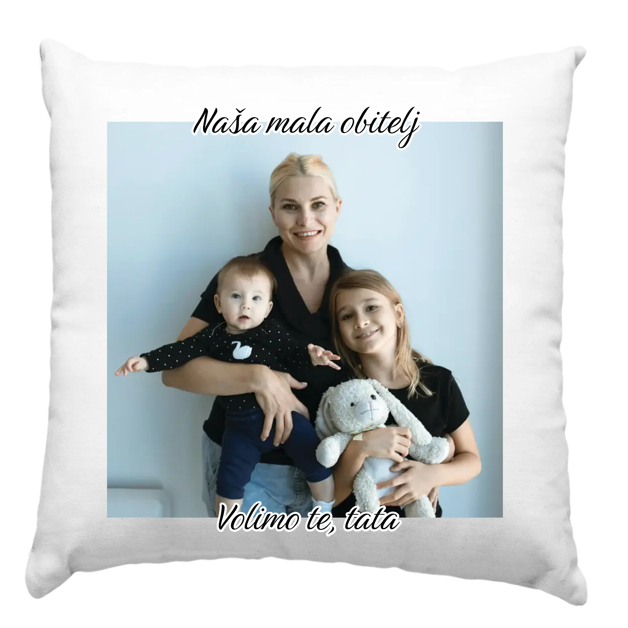 Dvostrani personalizirani foto jastuk s natpisom