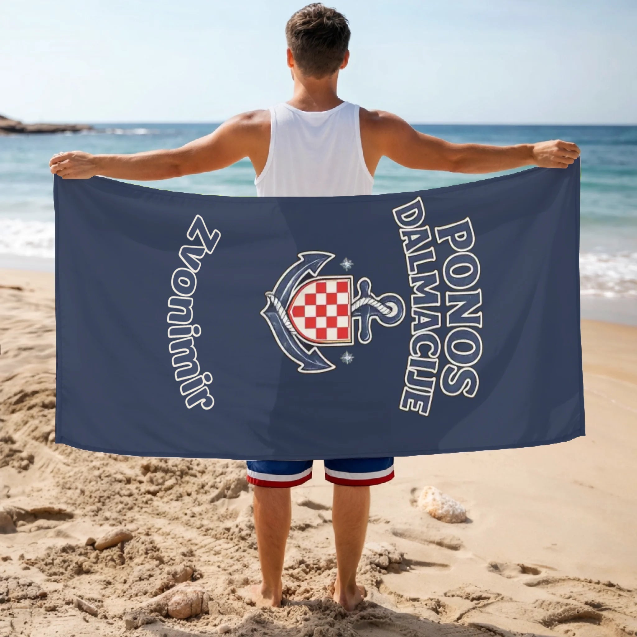 Personalizirani ručnik s hrvatskim nogometnim dizajnom