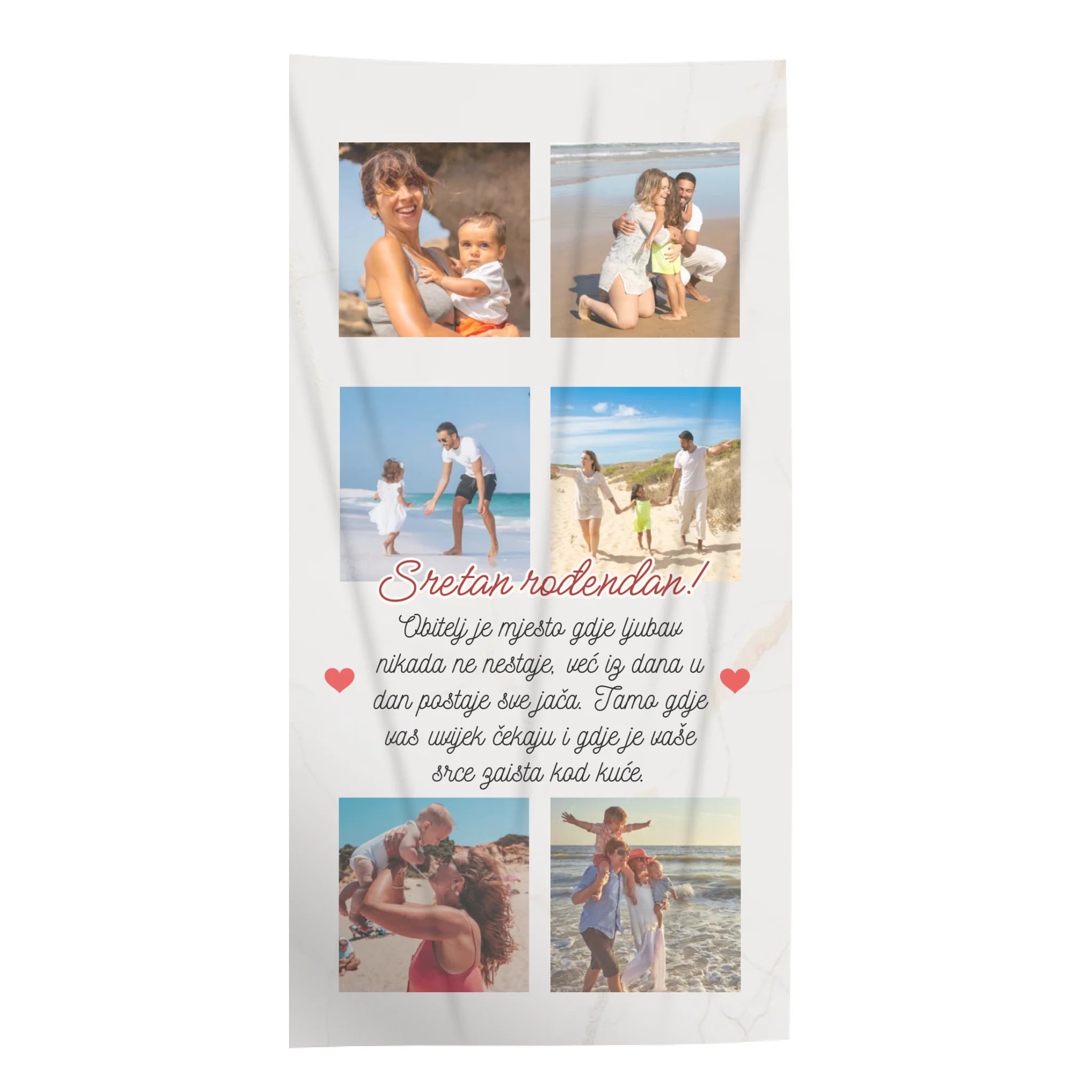 Ručnik s 6 fotografija i personaliziranim tekstom