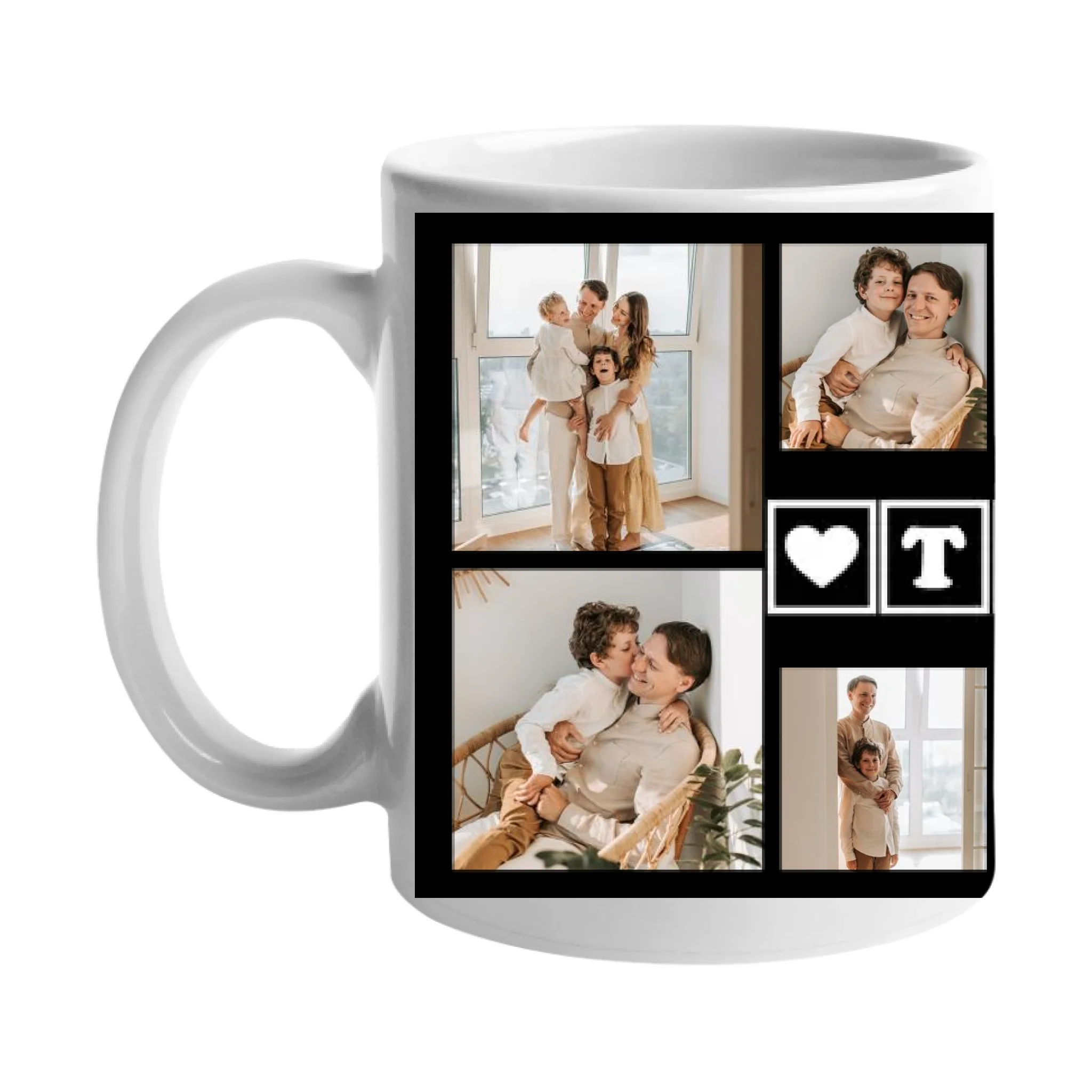Personalizirana šalica za Dan očeva s 10 fotografija s natpisom "TATA"