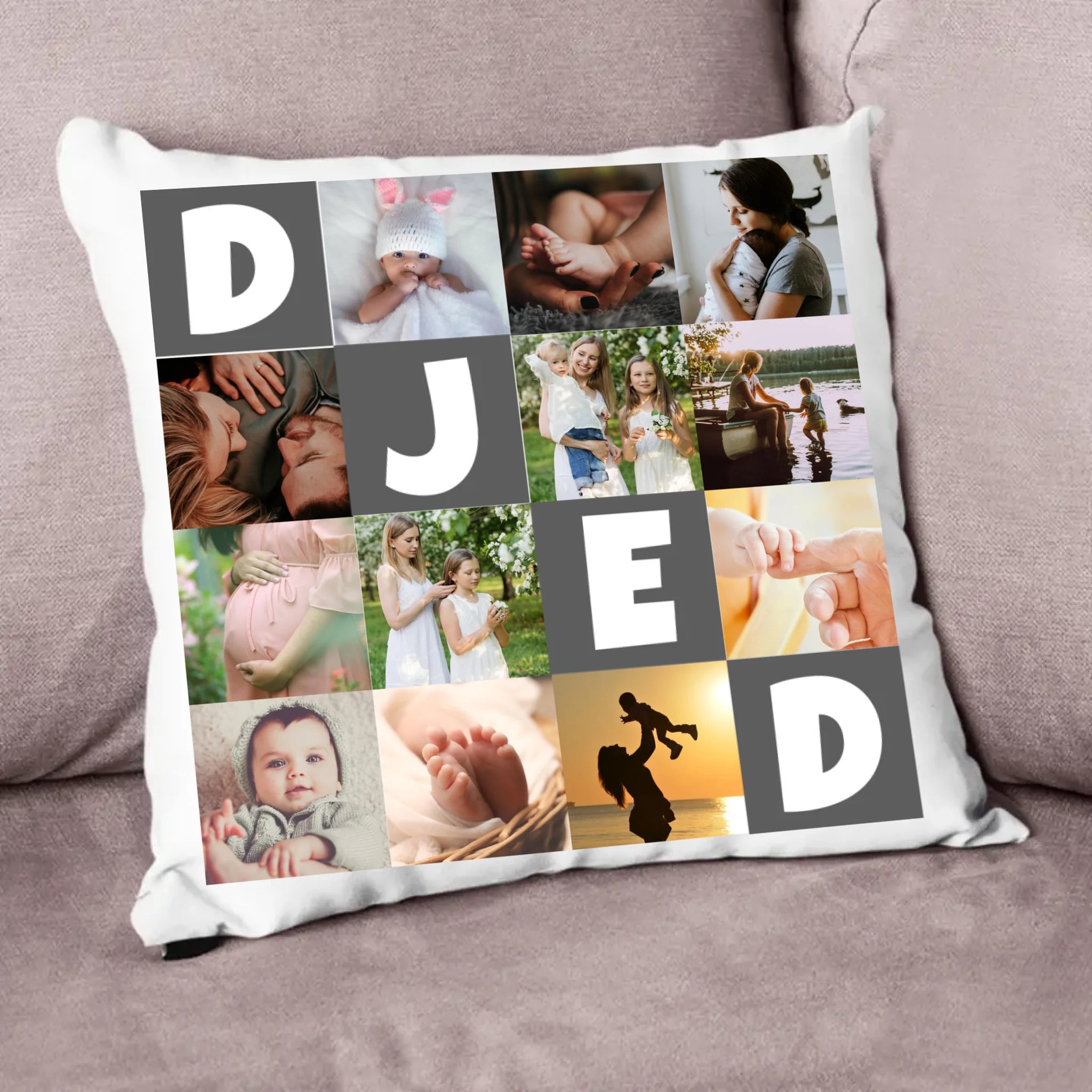 Jastuk s 12 fotografija s natpisom „Djed”