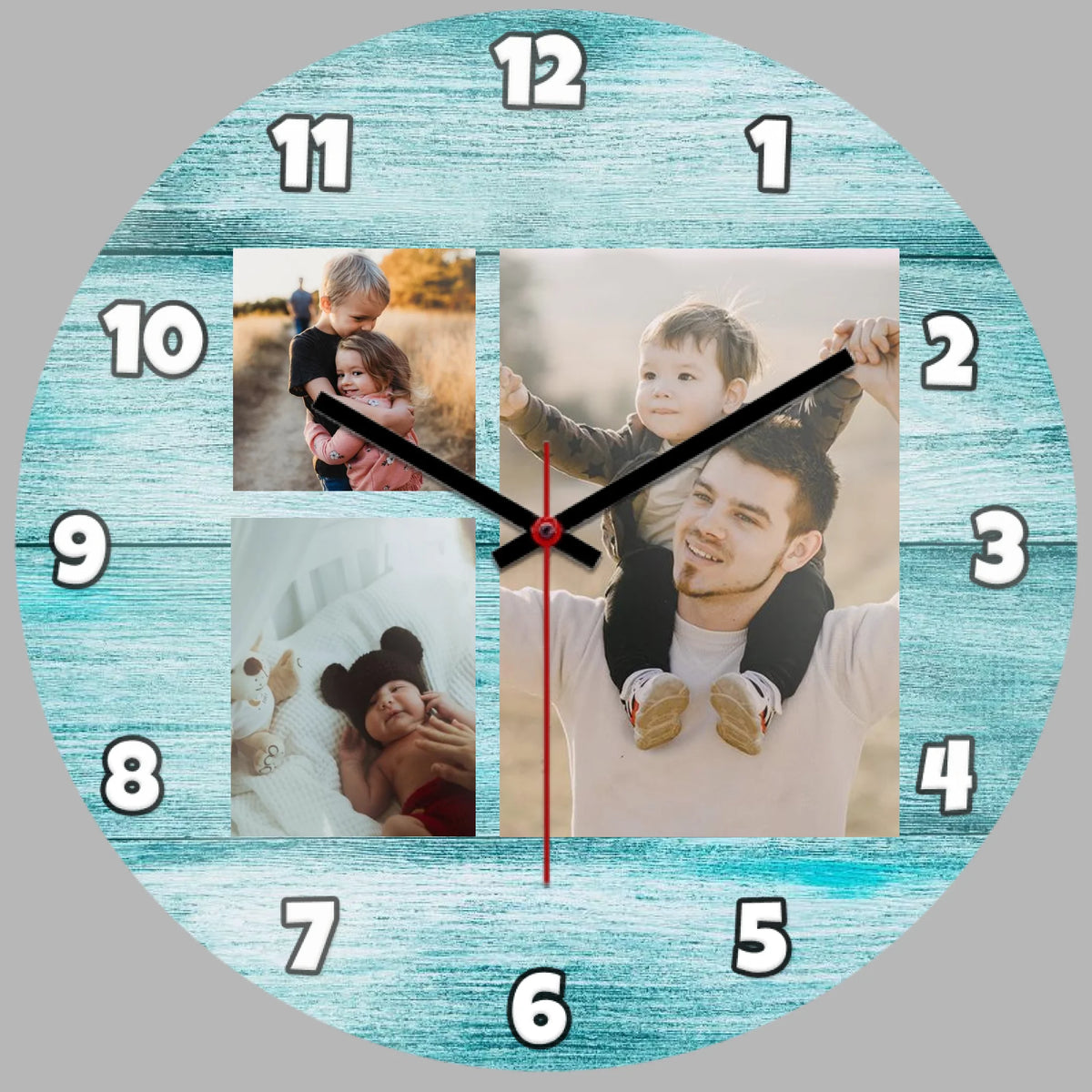 Personalizirani zidni sat s montažom od 3 fotografije