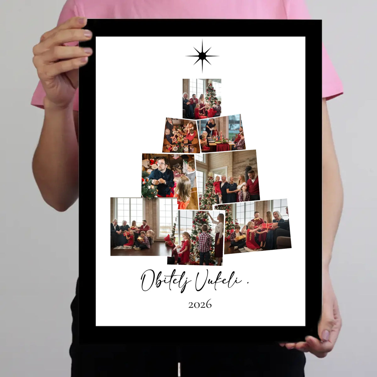 Božićna zidna slika sa 8 personaliziranih fotografija