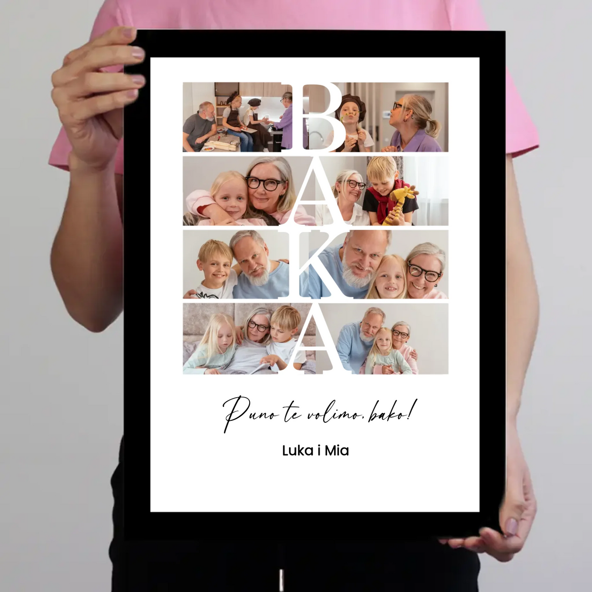 Fotomontaža za baku s personaliziranim fotografijama i tekstom