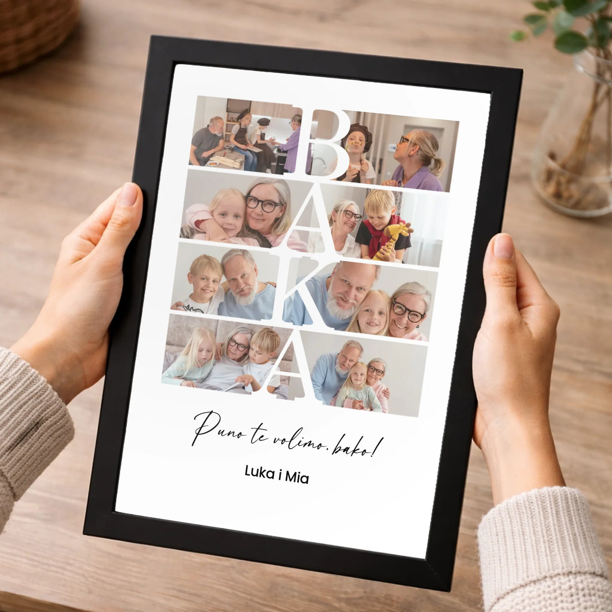 Fotomontaža za baku s personaliziranim fotografijama i tekstom