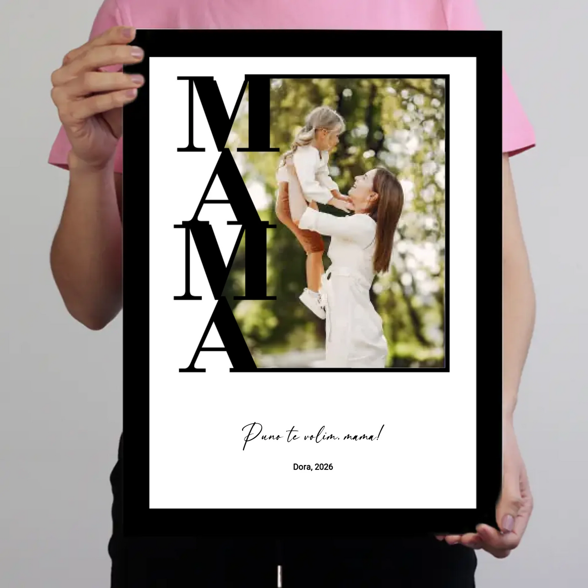 Personalizirana zidna slika s fotografijom i tekstom – poklon za mamu