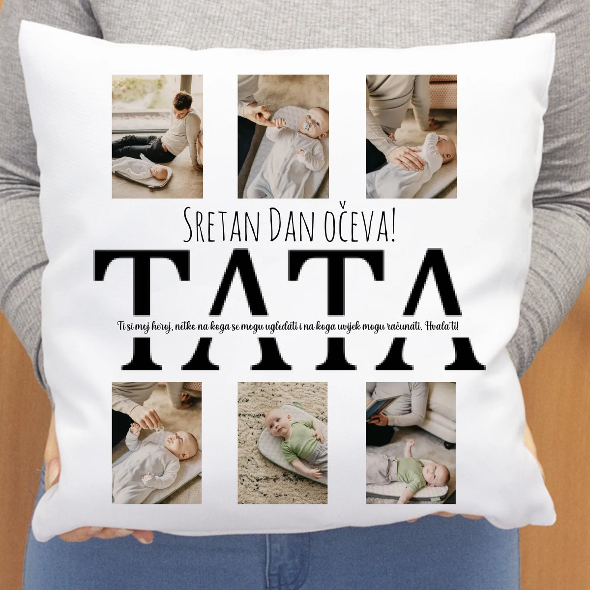 Poklon za Dan očeva – jastuk sa 6 fotografija i personaliziranim tekstom