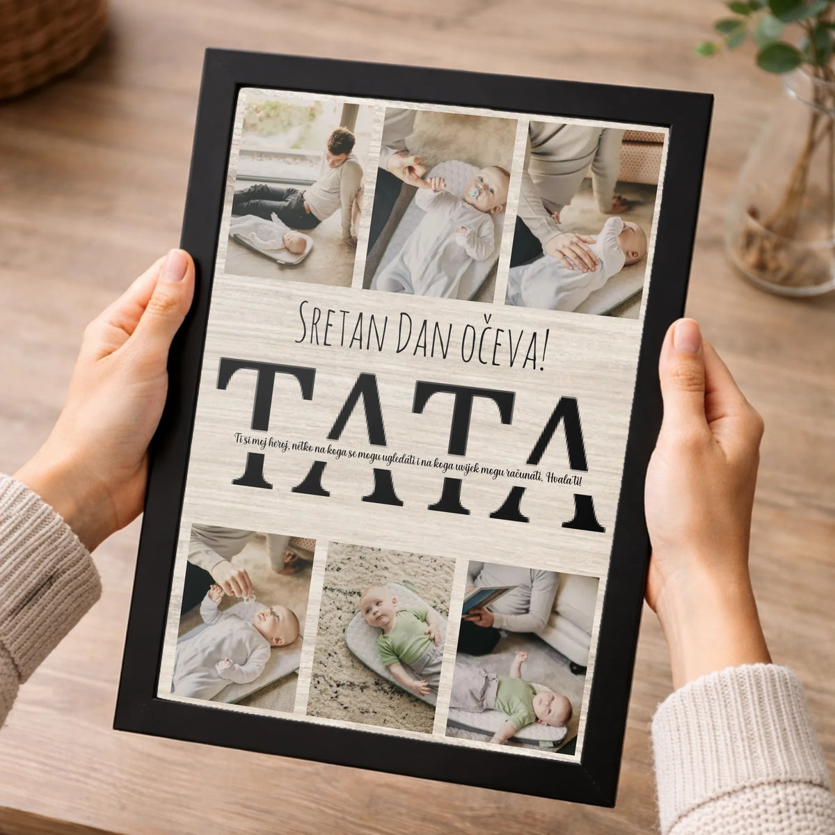 Personalizirana zidna slika s fotografijom i tekstom – poklon za mamu