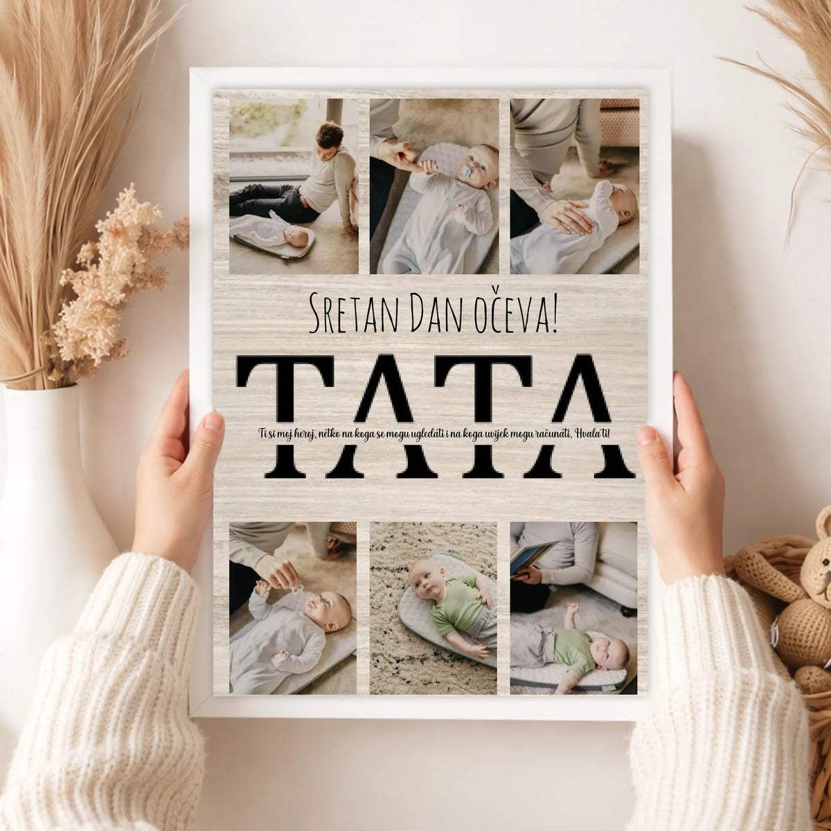 Personalizirana zidna slika s fotografijom i tekstom – poklon za mamu