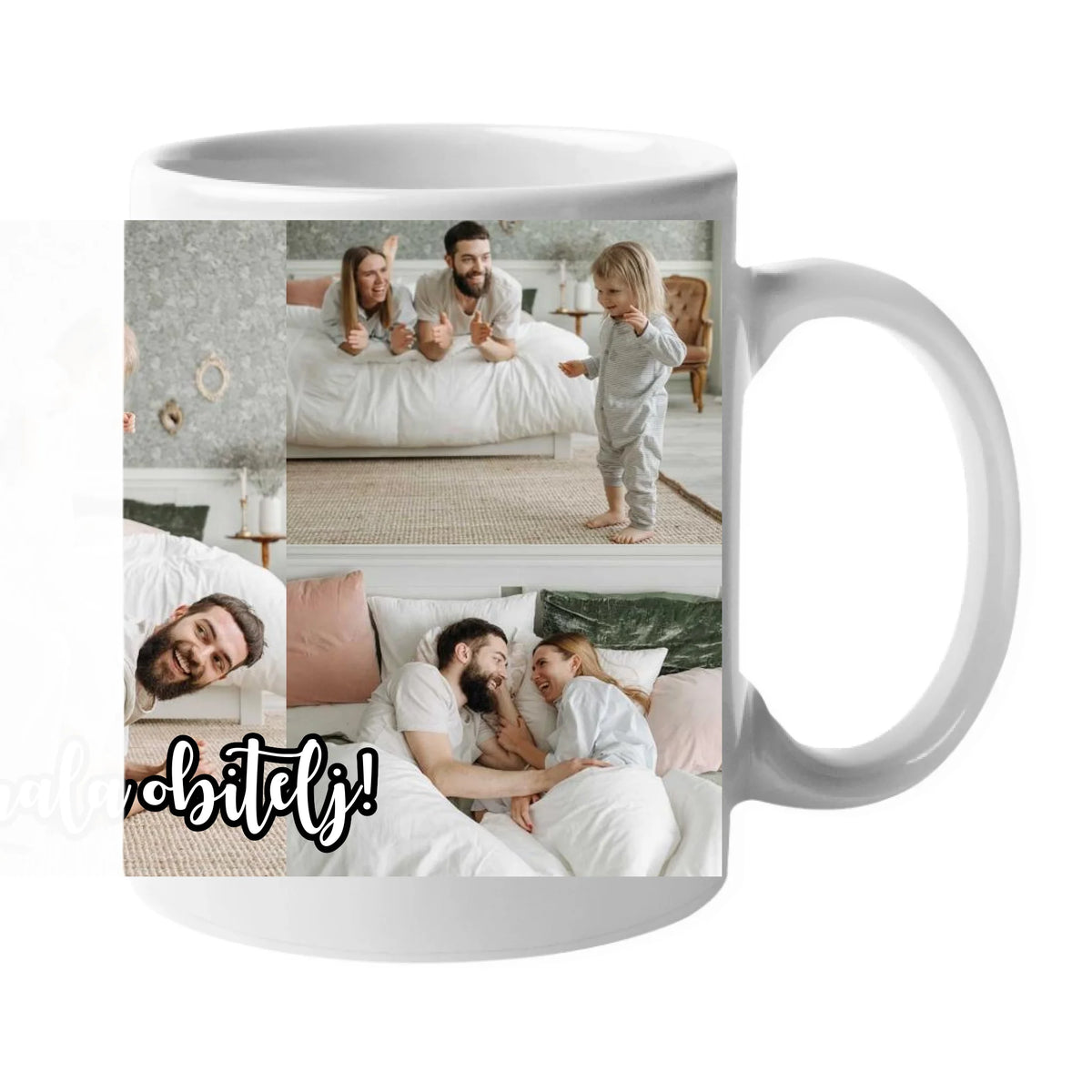 Personalizirana poklon šalica s 5 fotografija i prilagodljivim natpisom