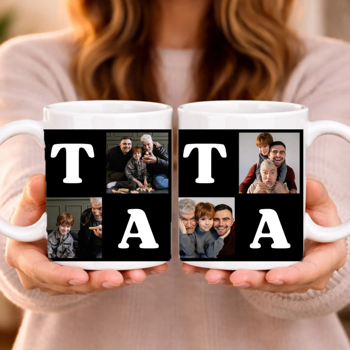 Personalizirana šalica s natpisom „TATA“ i 4 fotografije