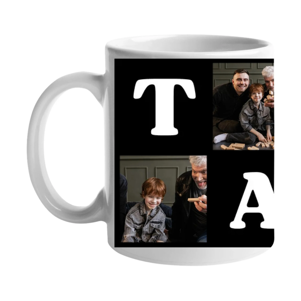 Personalizirana šalica s natpisom „TATA“ i 4 fotografije