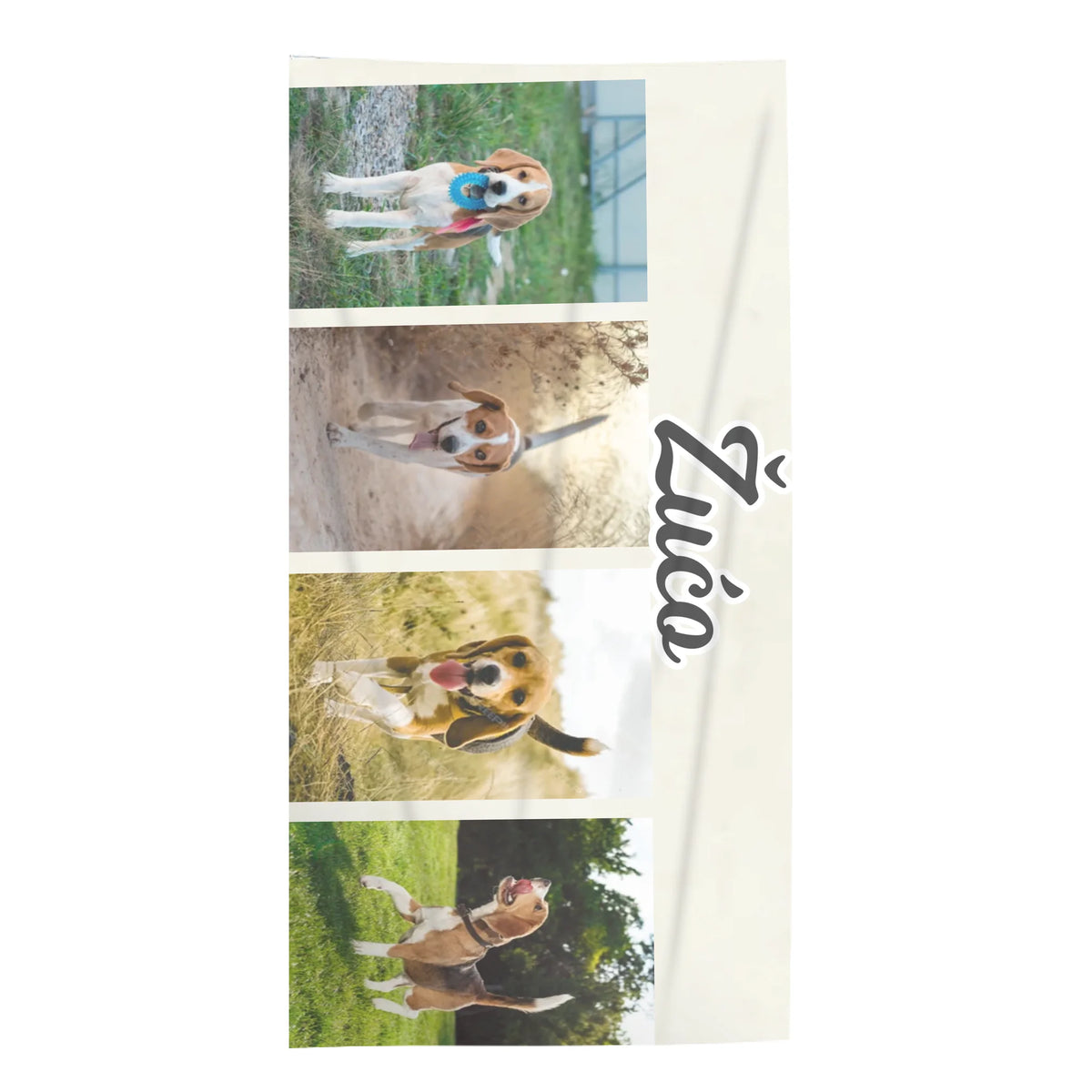 Personalizirani ručnik s 4 fotografije i prilagodljivim tekstom