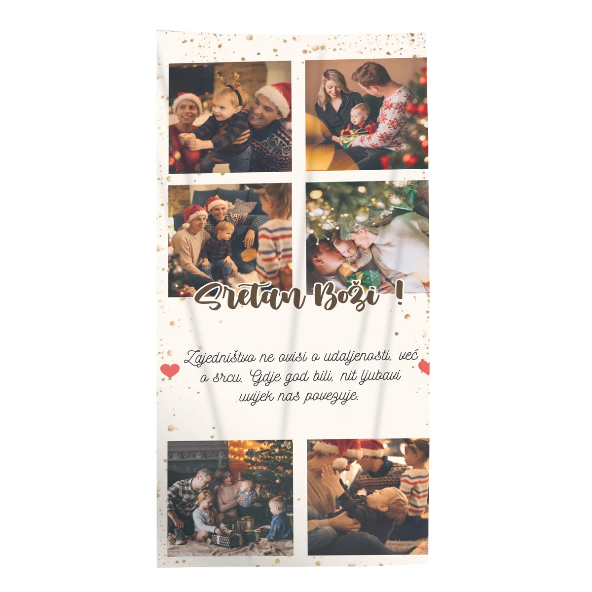 Personalizirani božićni ručnik sa 6 fotografija i prilagodljivim tekstom