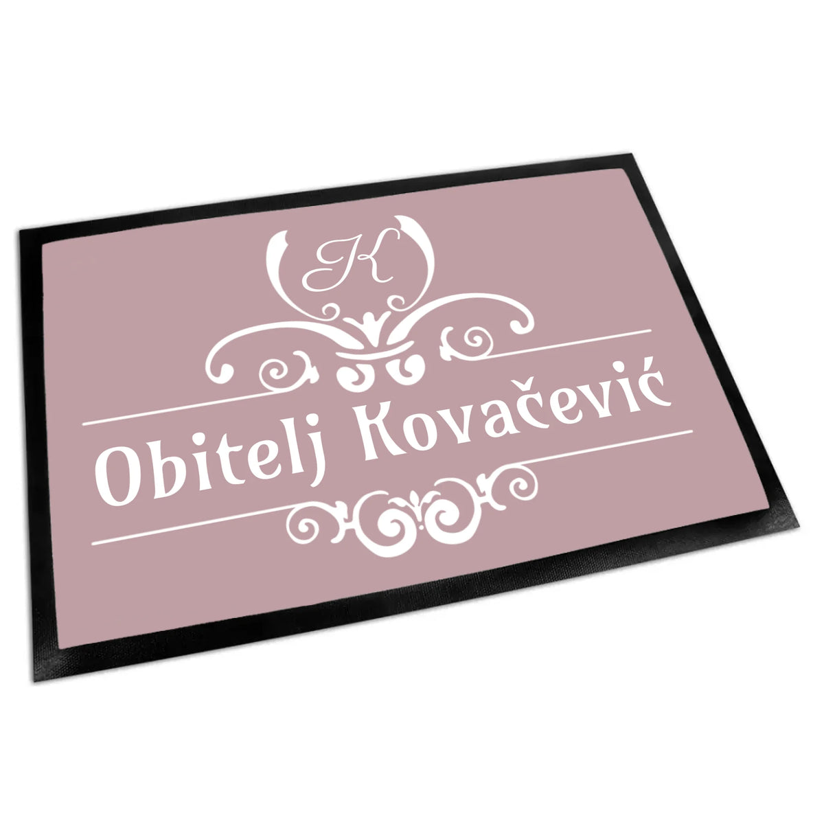 Personalizirani otirač s prezimenom obitelji i monogramom