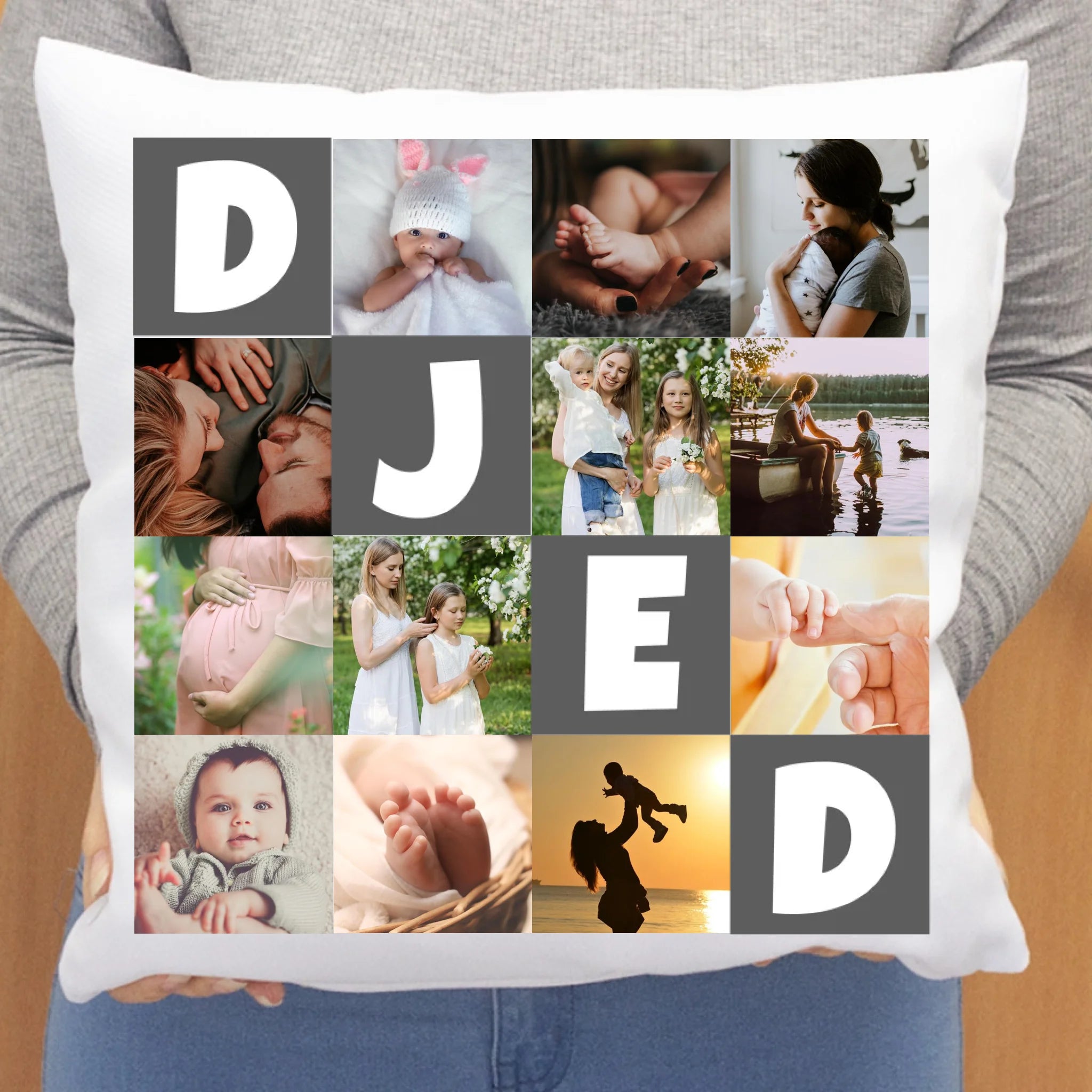 Jastuk s 12 fotografija s natpisom „Djed”