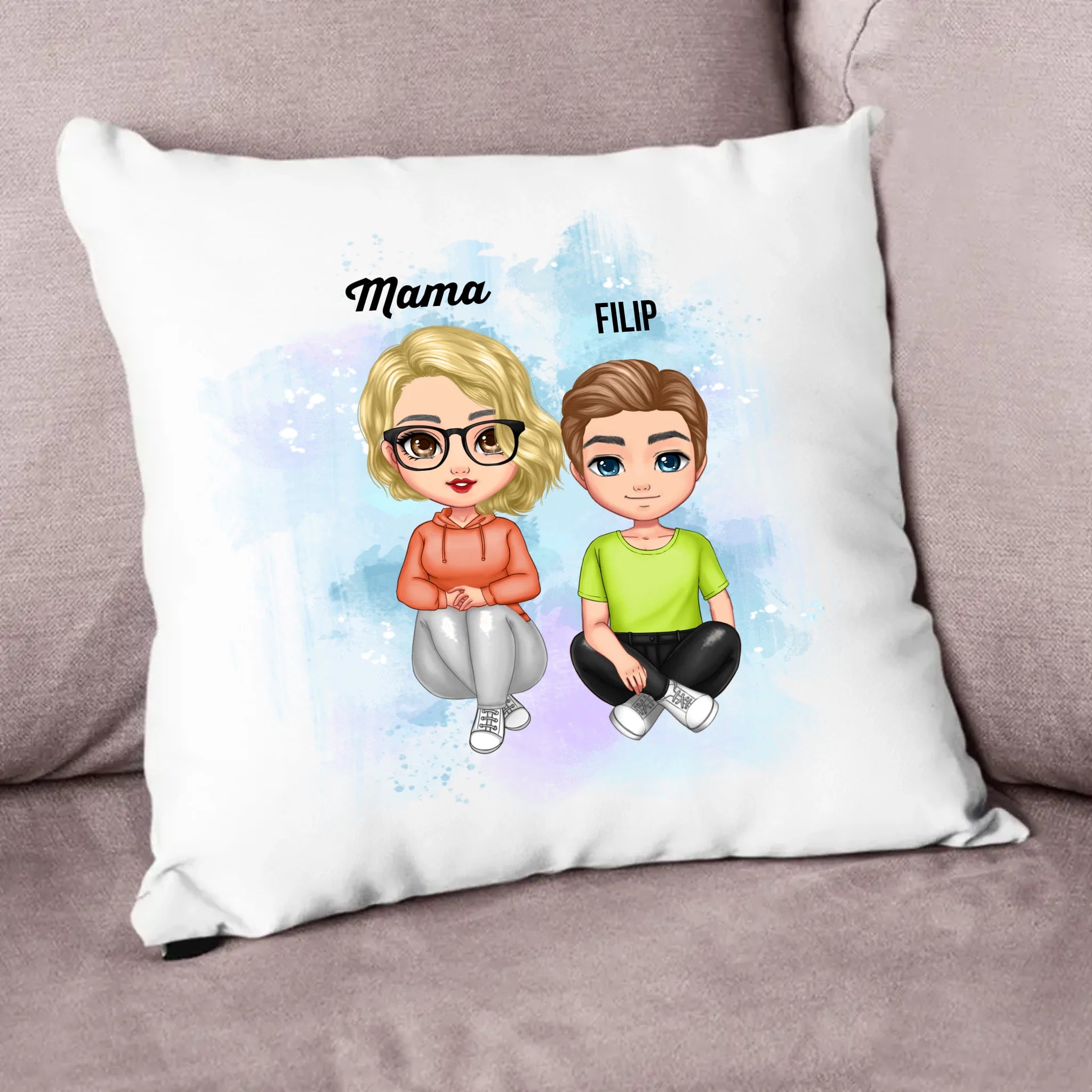 Personalizirani jastuk majka i sin – likovi po želji