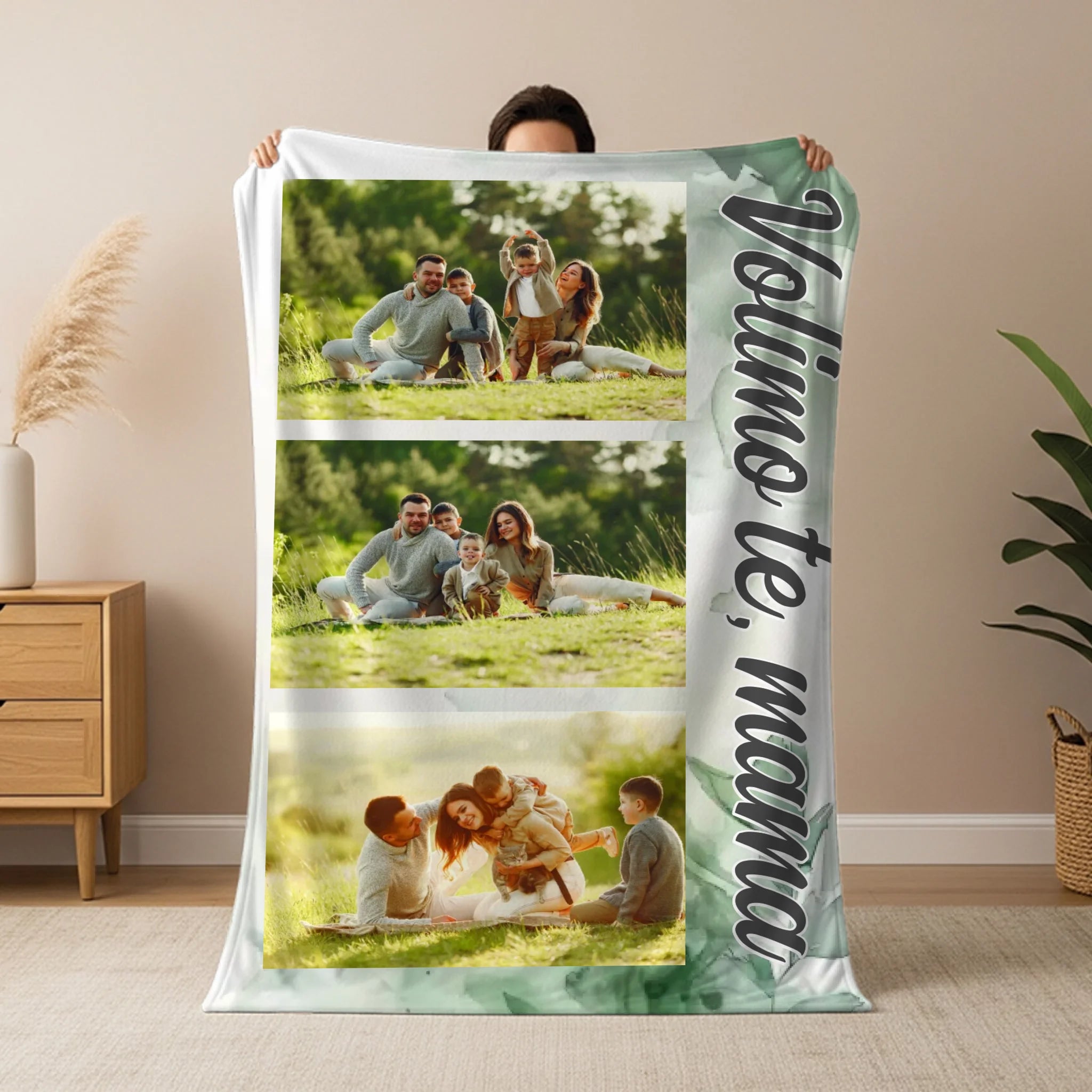 Personalizirana deka s tri fotografije i natpisom