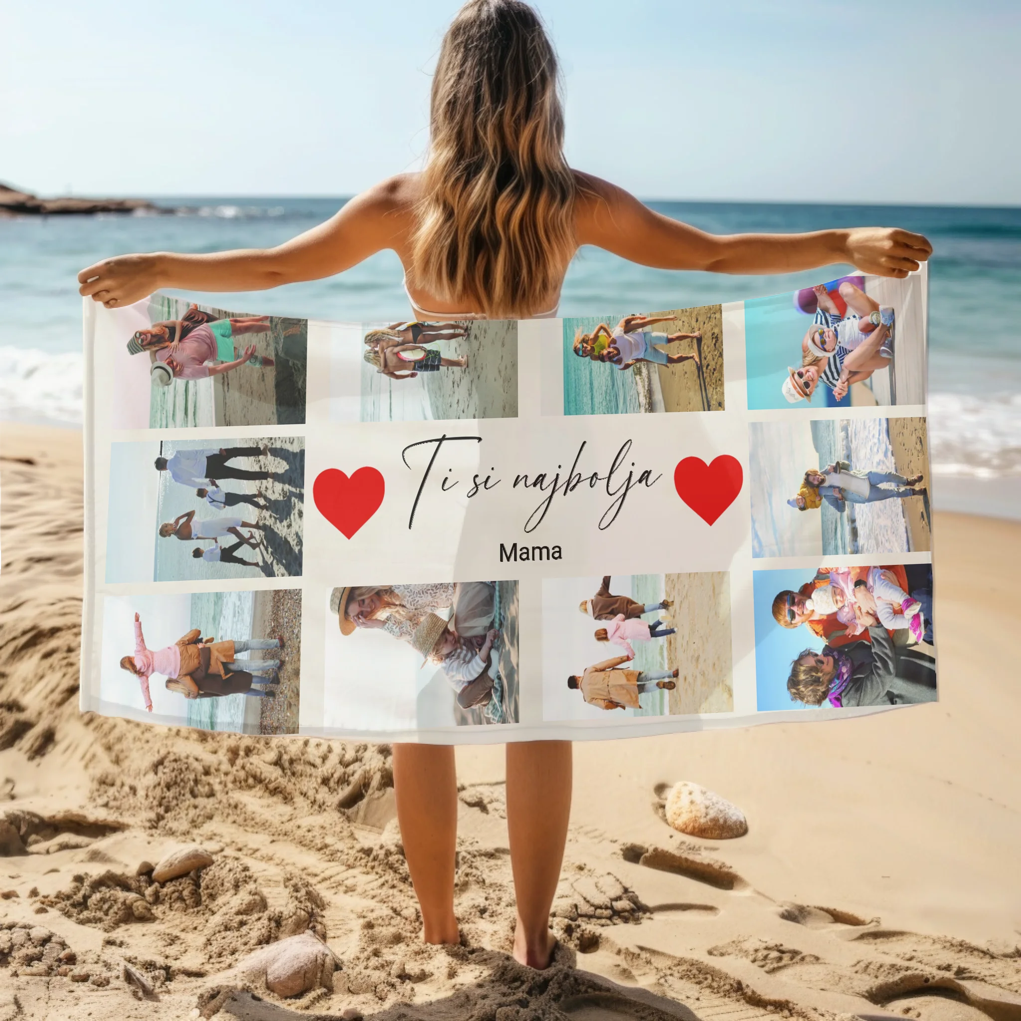 Personalizirani ručnik s 10 fotografija i vlastitim natpisom