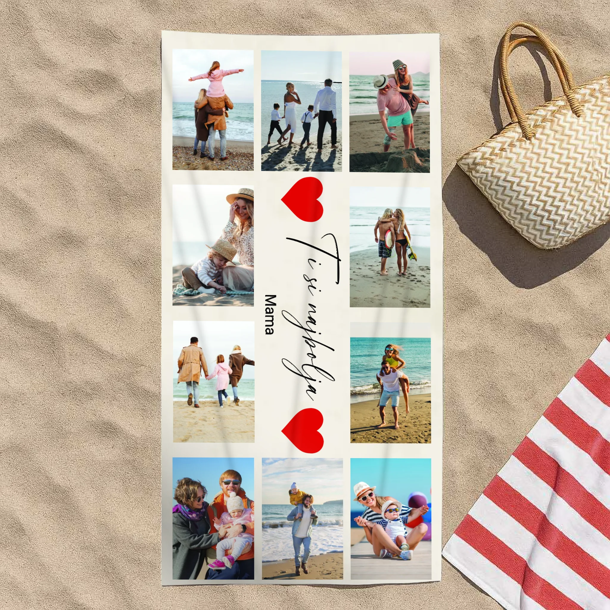 Personalizirani ručnik s 10 fotografija i vlastitim natpisom