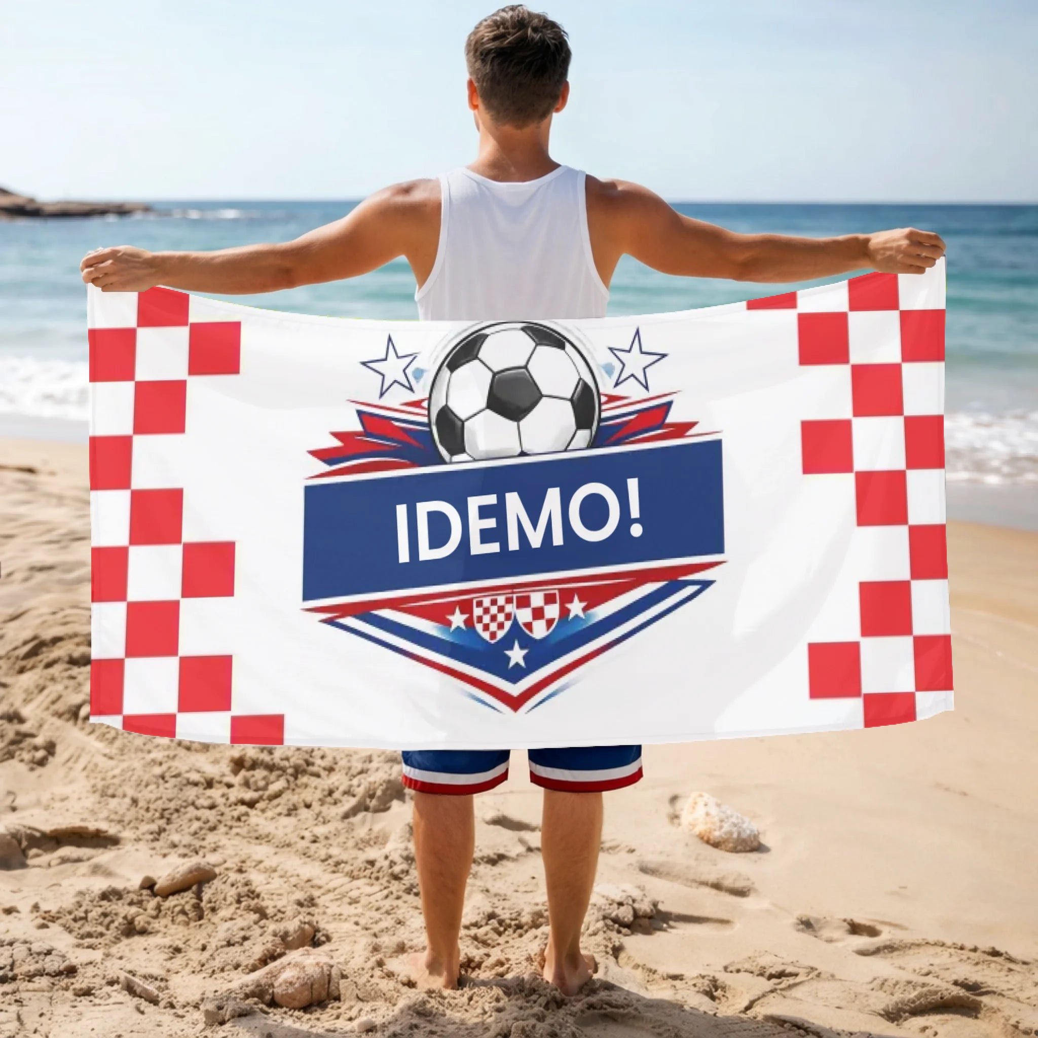 Personalizirani ručnik s hrvatskim nogometnim dizajnom