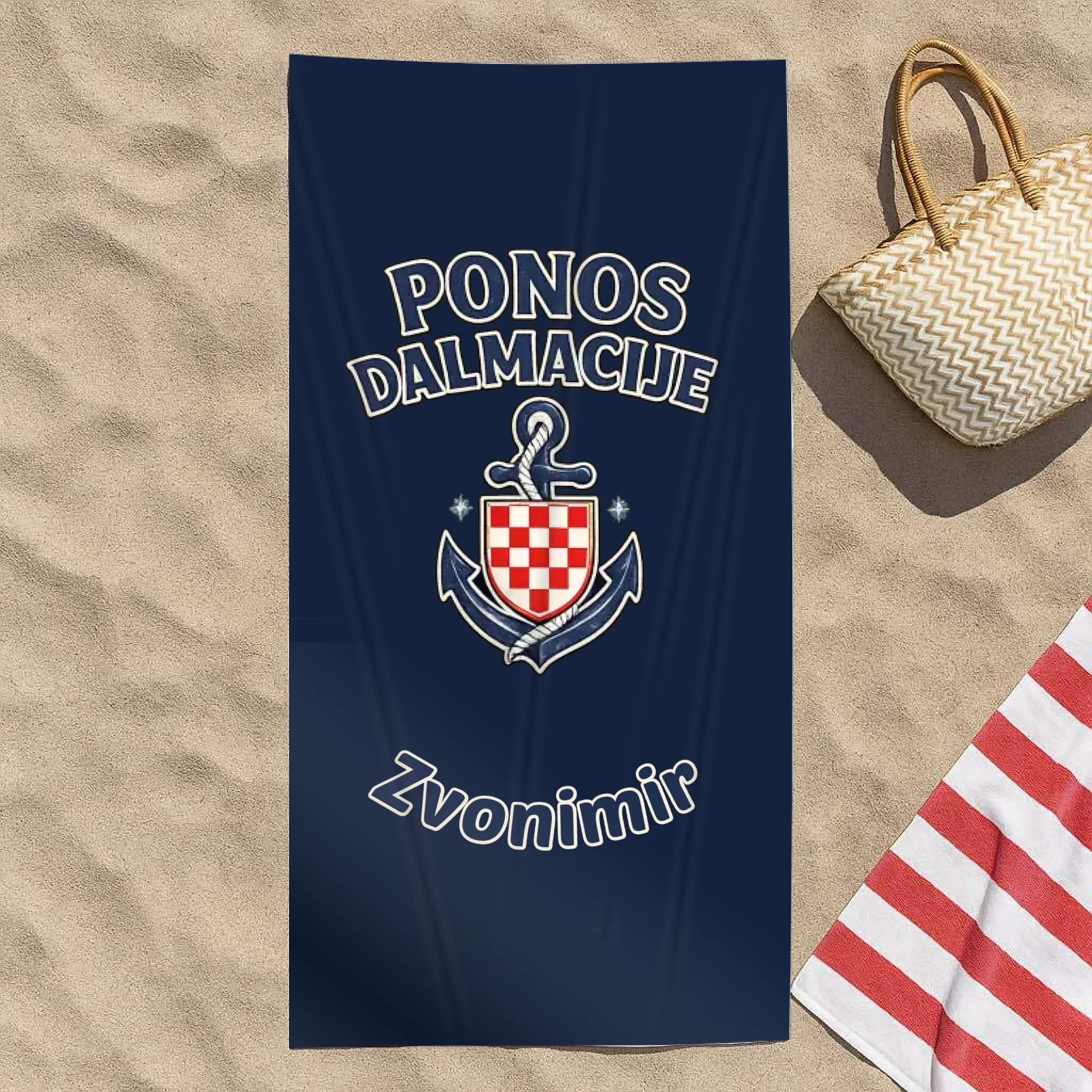 Personalizirani ručnik s hrvatskim nogometnim dizajnom