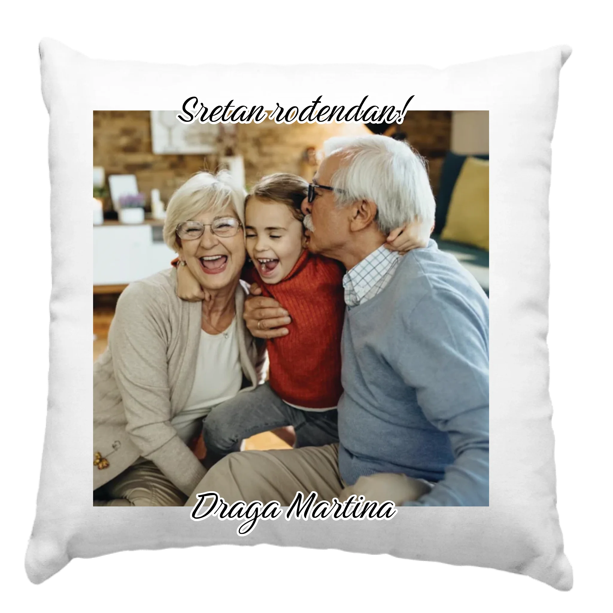 Personalizirani jastuk s fotografijom i uređivim natpisom