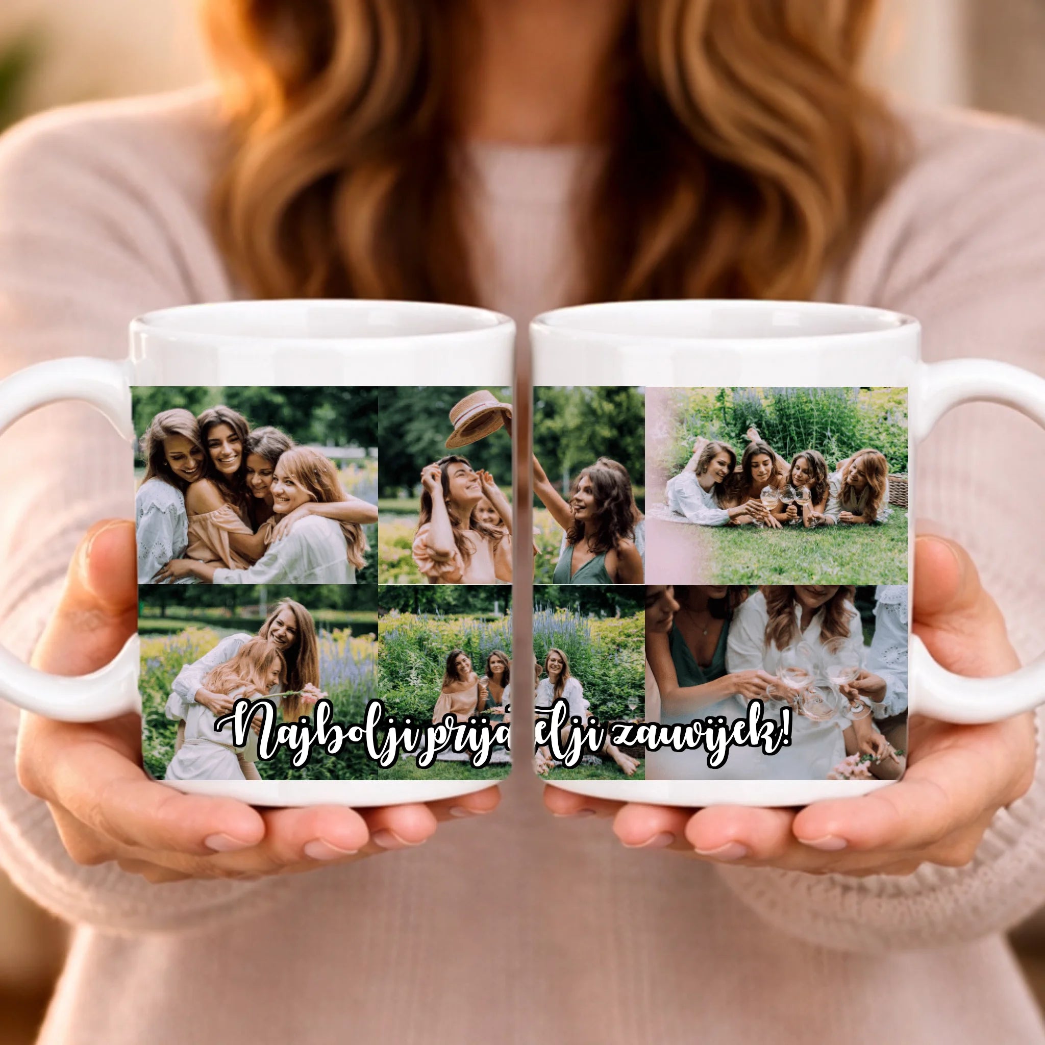 Personalizirana šalica s 6 fotografija i prilagodljivim natpisom