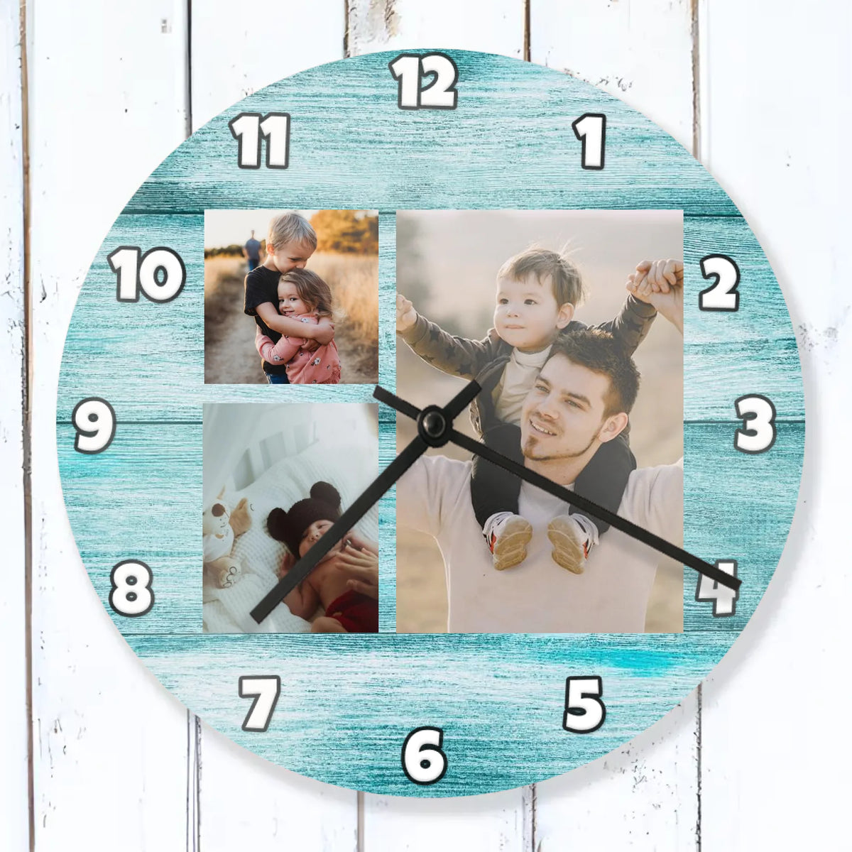 Personalizirani zidni sat s montažom od 3 fotografije