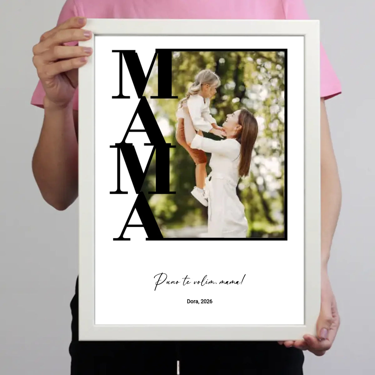 Personalizirana zidna slika s fotografijom i tekstom – poklon za mamu