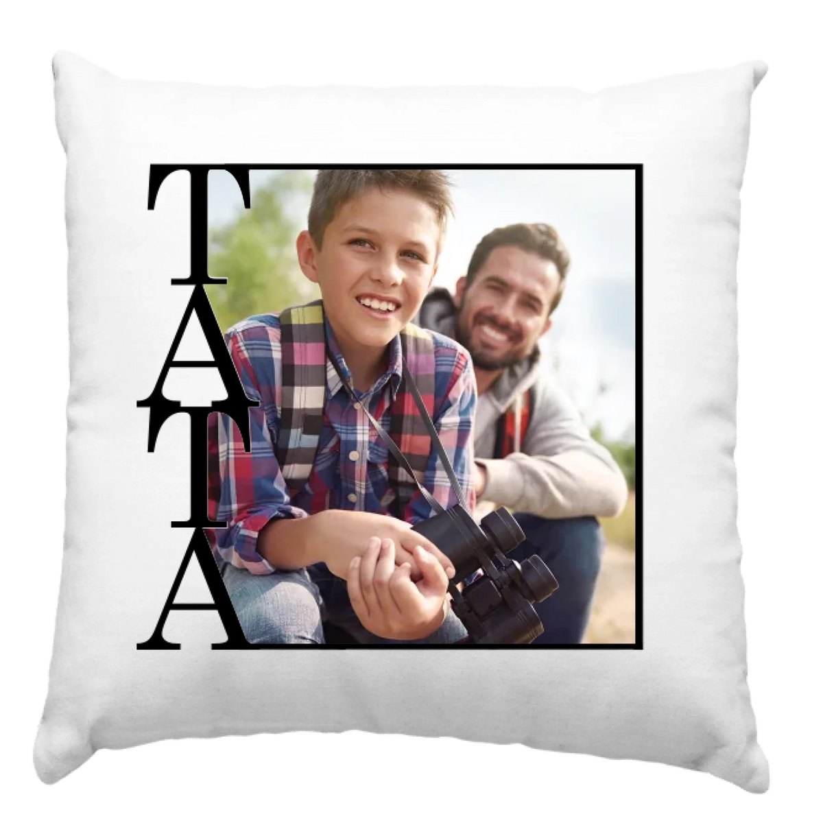 Poklon jastuk za tatu s natpisom „Tata” i vlastitom fotografijom