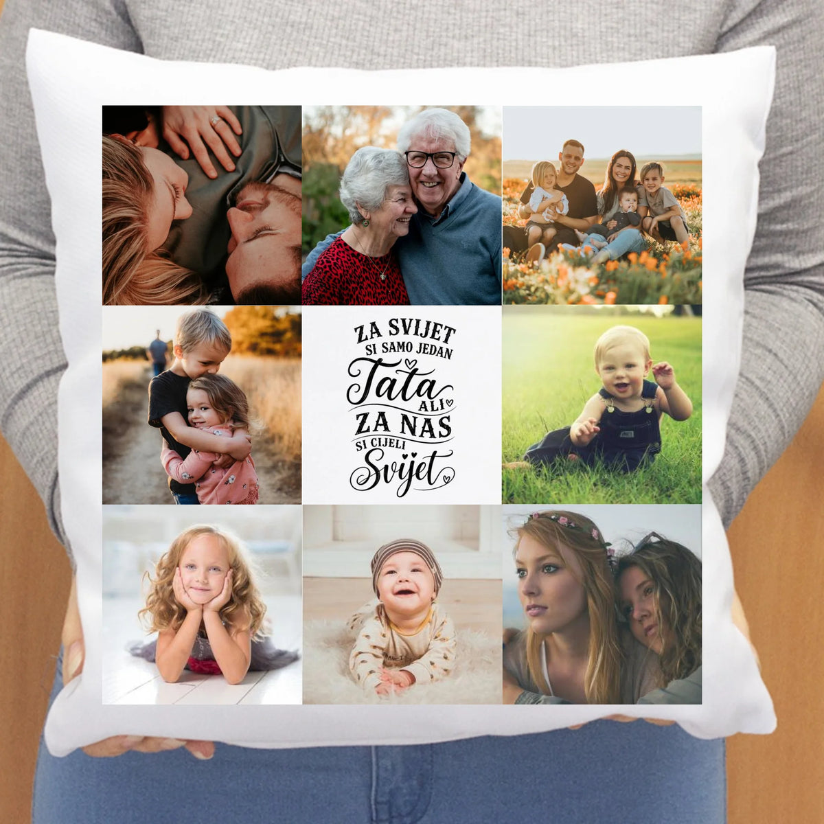 Jastuk „Za svijet si samo jedna tata” – s vlastitim fotografijama