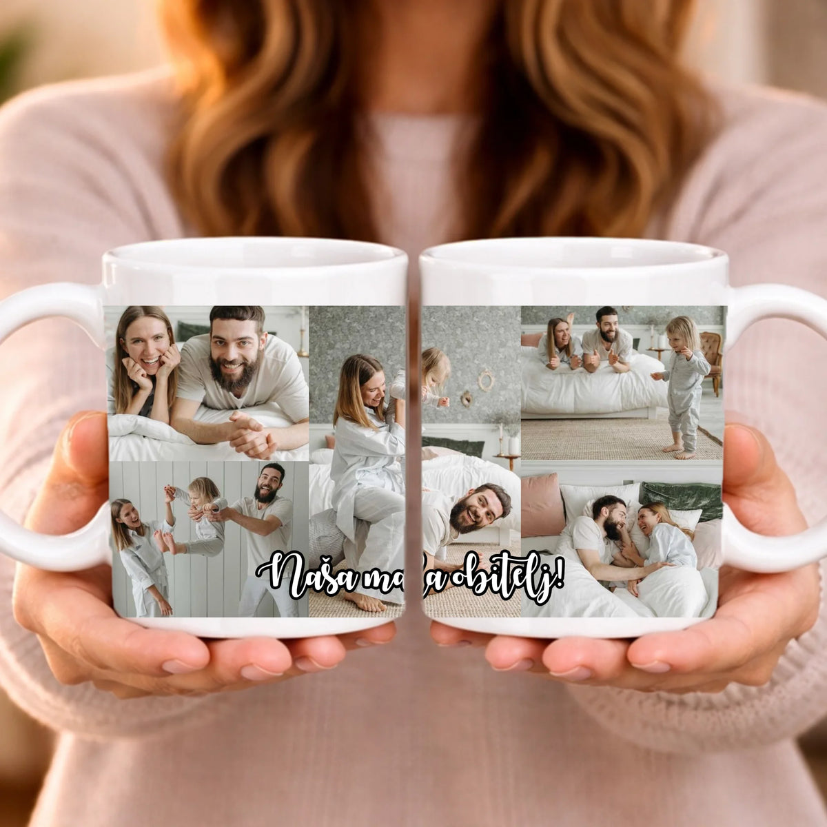 Personalizirana poklon šalica s 5 fotografija i prilagodljivim natpisom