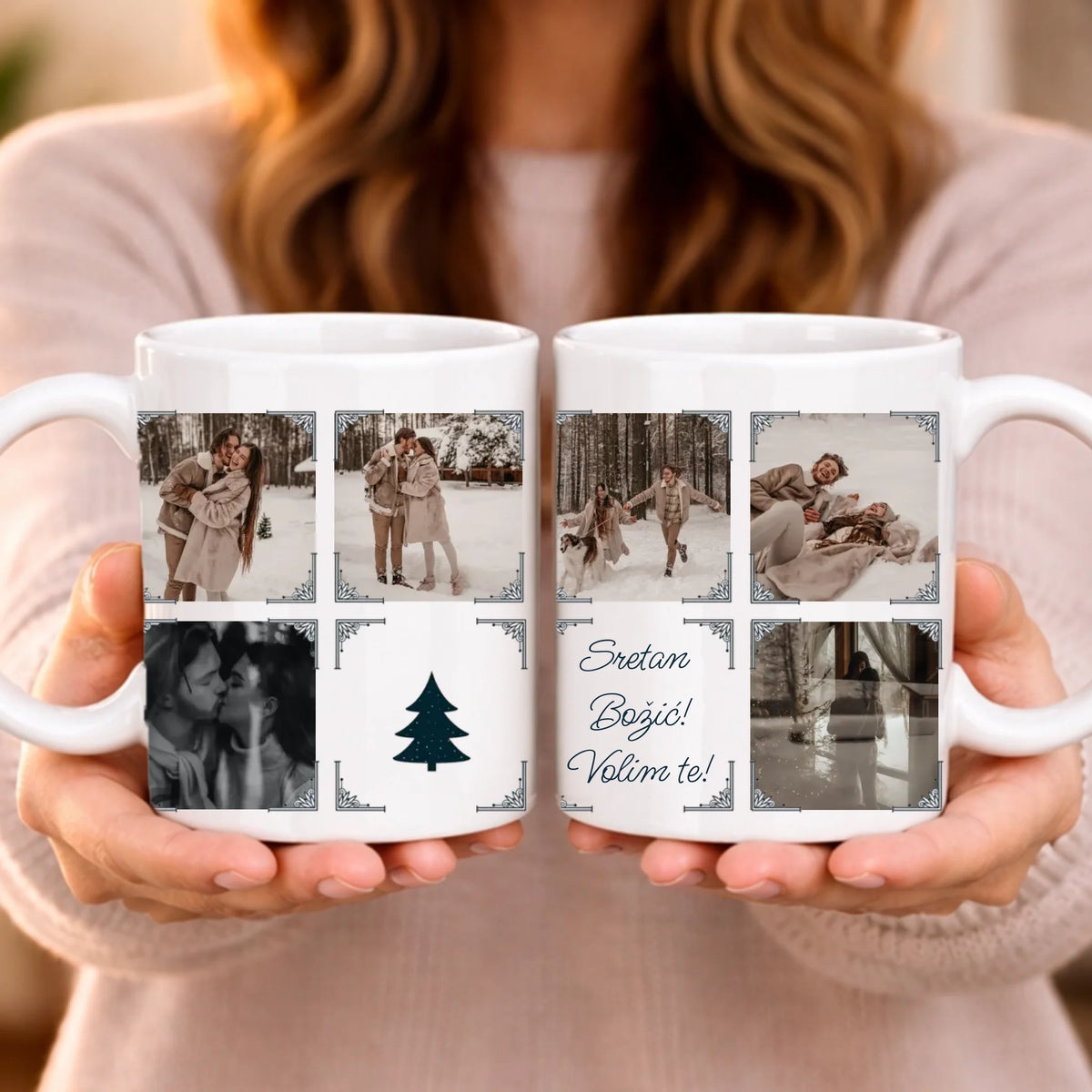 Božićna personalizirana poklon šalica sa 6 fotografija