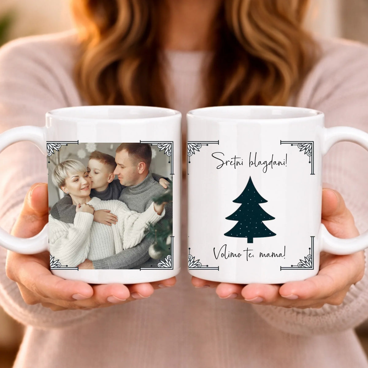 Božićna personalizirana poklon šalica s fotografijom i prilagodljivim natpisom