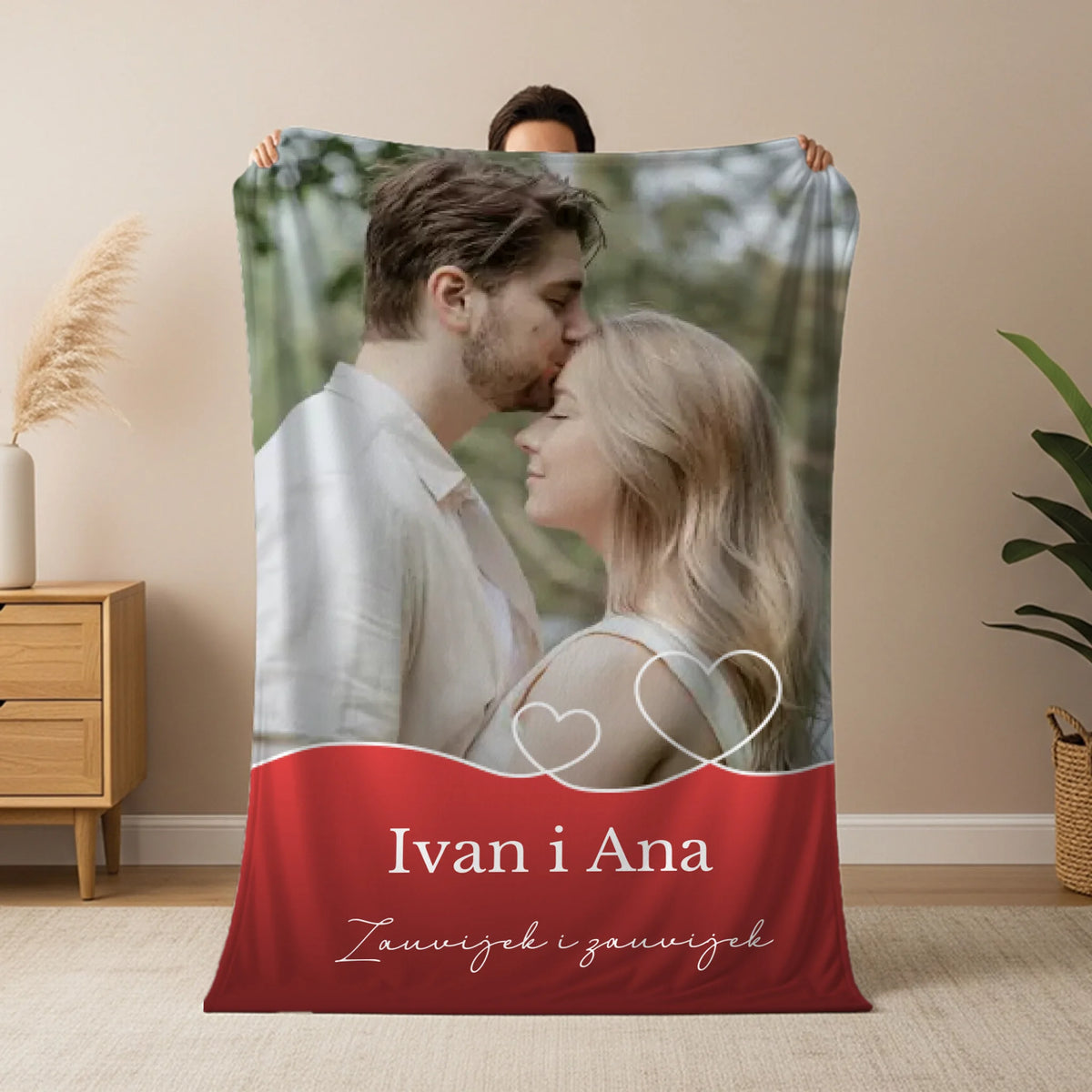 Personalizirana deka s fotografijom za parove i prilagodljivim natpisom