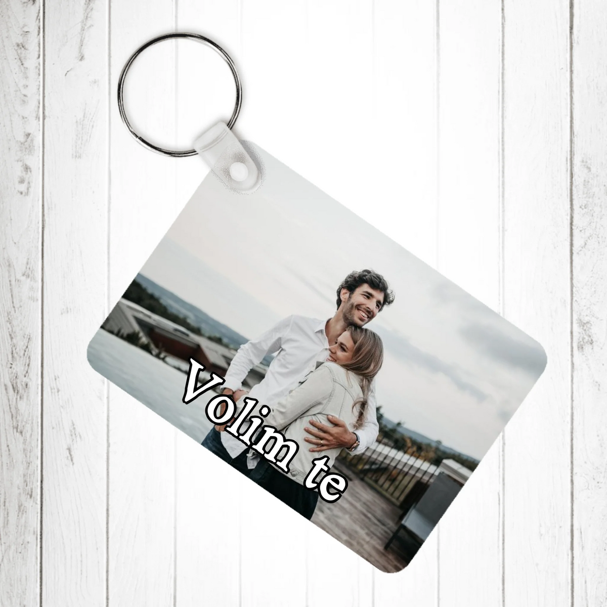 Personalizirani privjesak za ključeve s vodoravnom fotografijom i natpisom