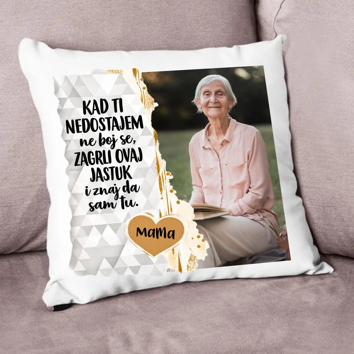 Poklon jastuk za djeda s natpisom „Djed” i vlastitom fotografijom
