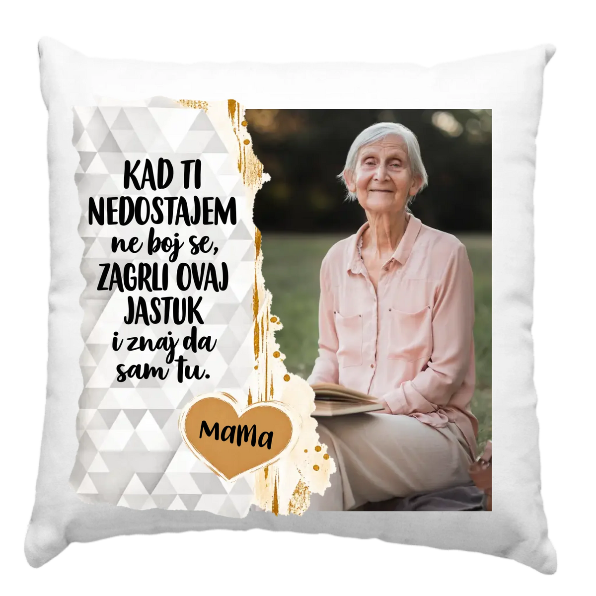 Poklon jastuk za djeda s natpisom „Djed” i vlastitom fotografijom